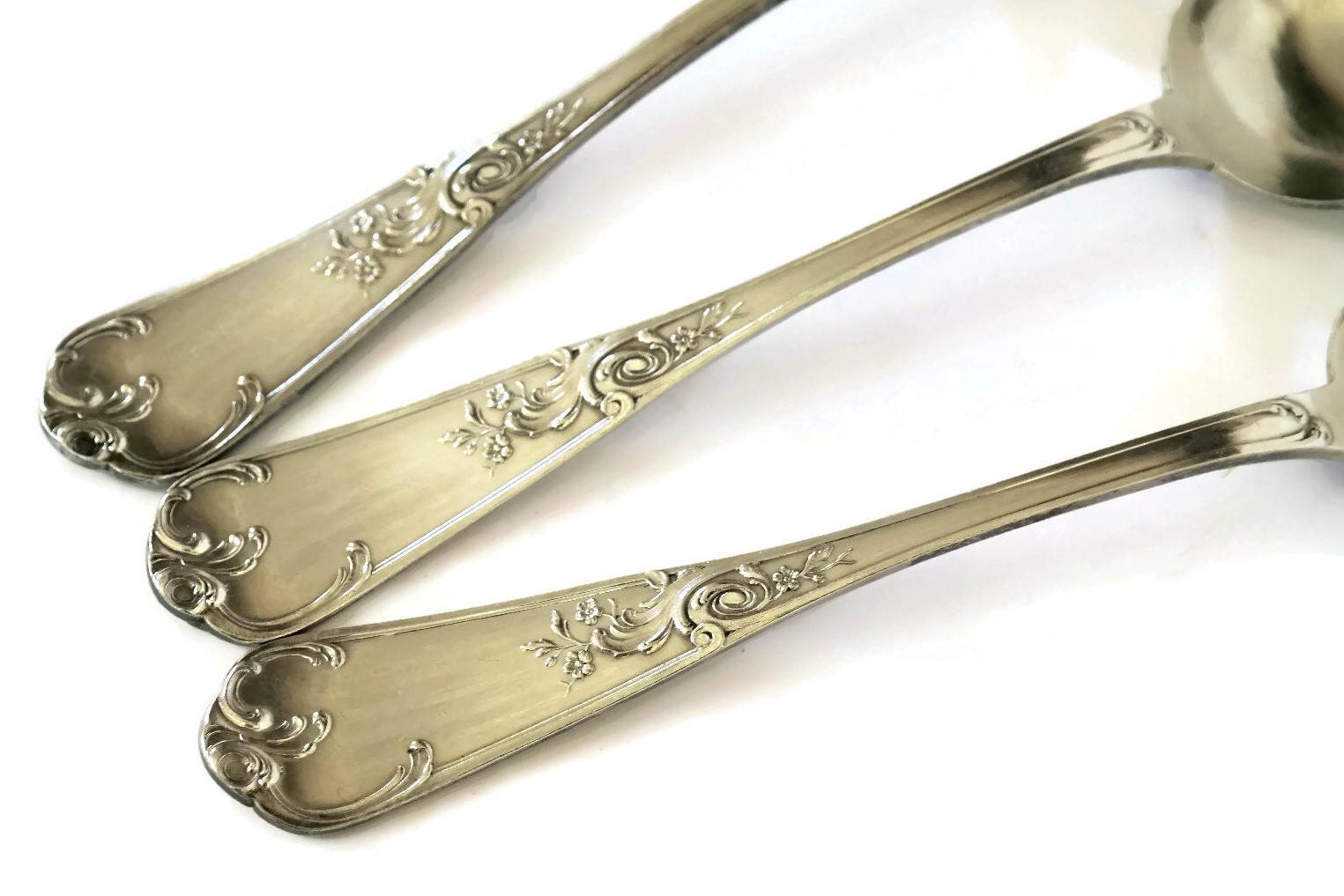French Antique Silver Plated Flatware Fork and Spoon Set.