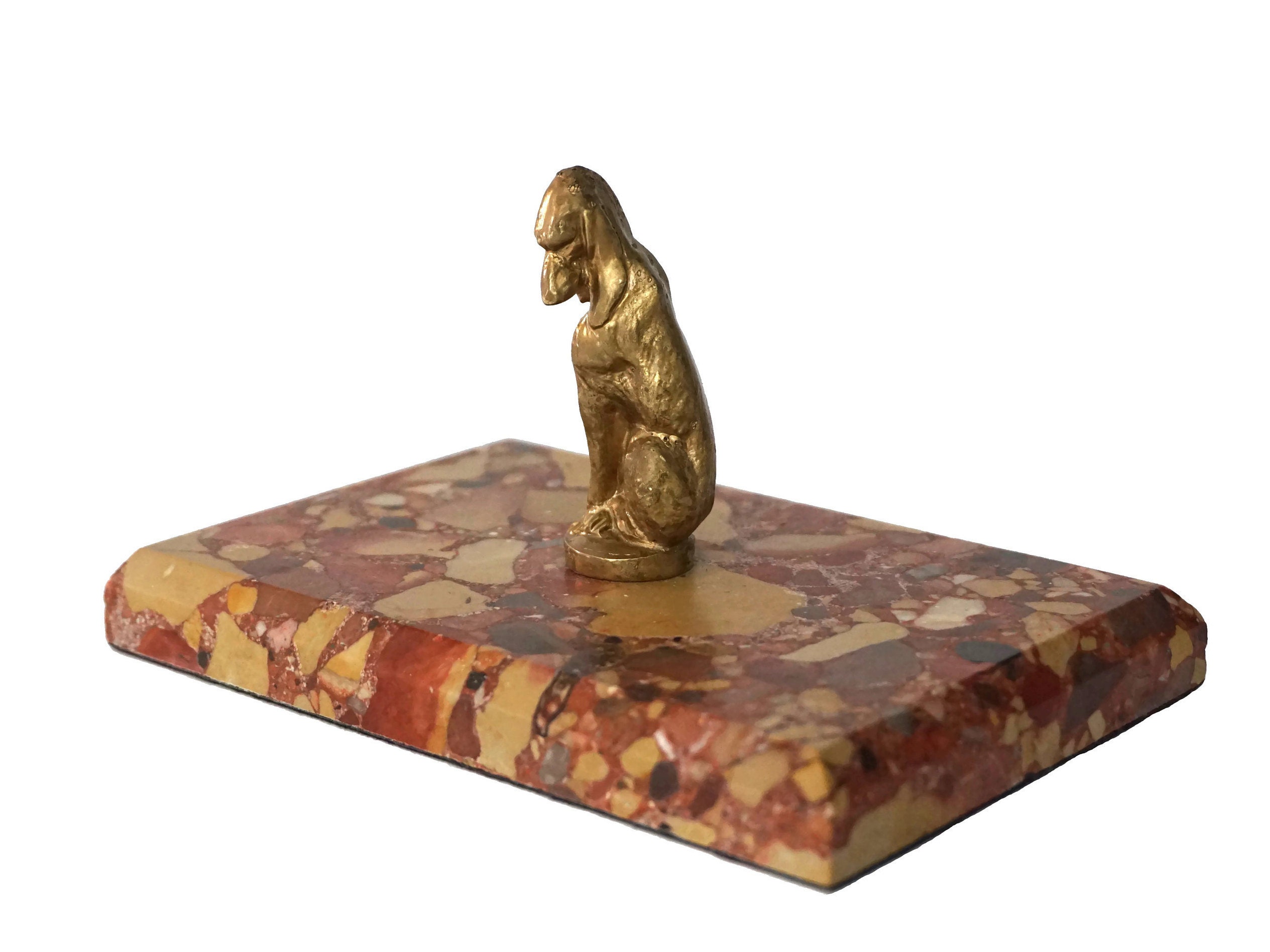 French Antique Bronze Dog Figurine Paperweight by Leroy, Desk and