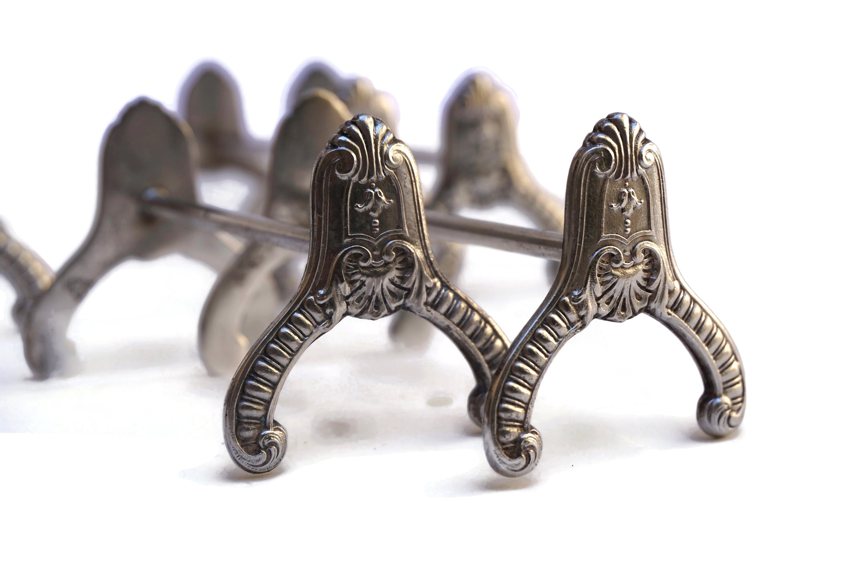 French Antique Boulenger Silver Knife Rests, 19th Century Silverware