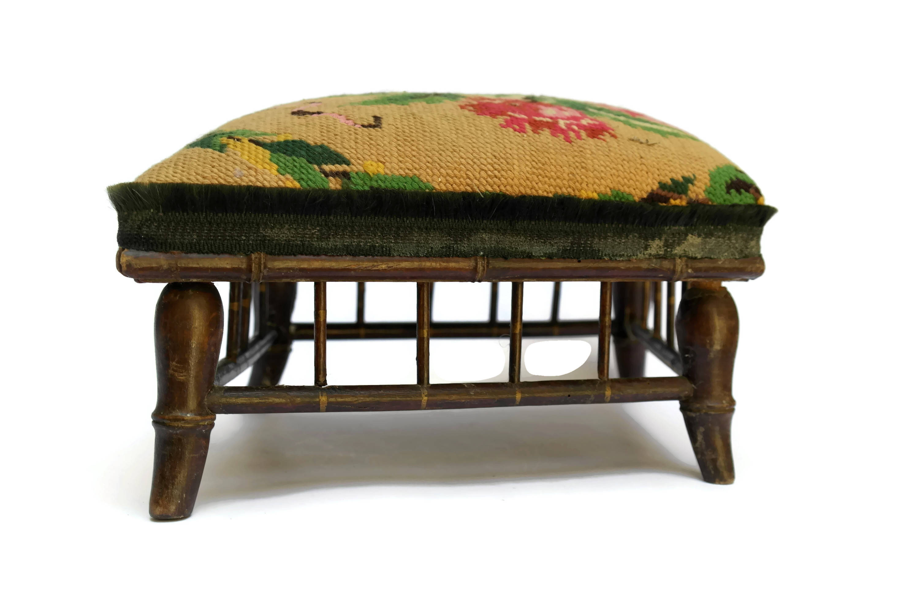 19th Century Antique French Tapestry Footstool.