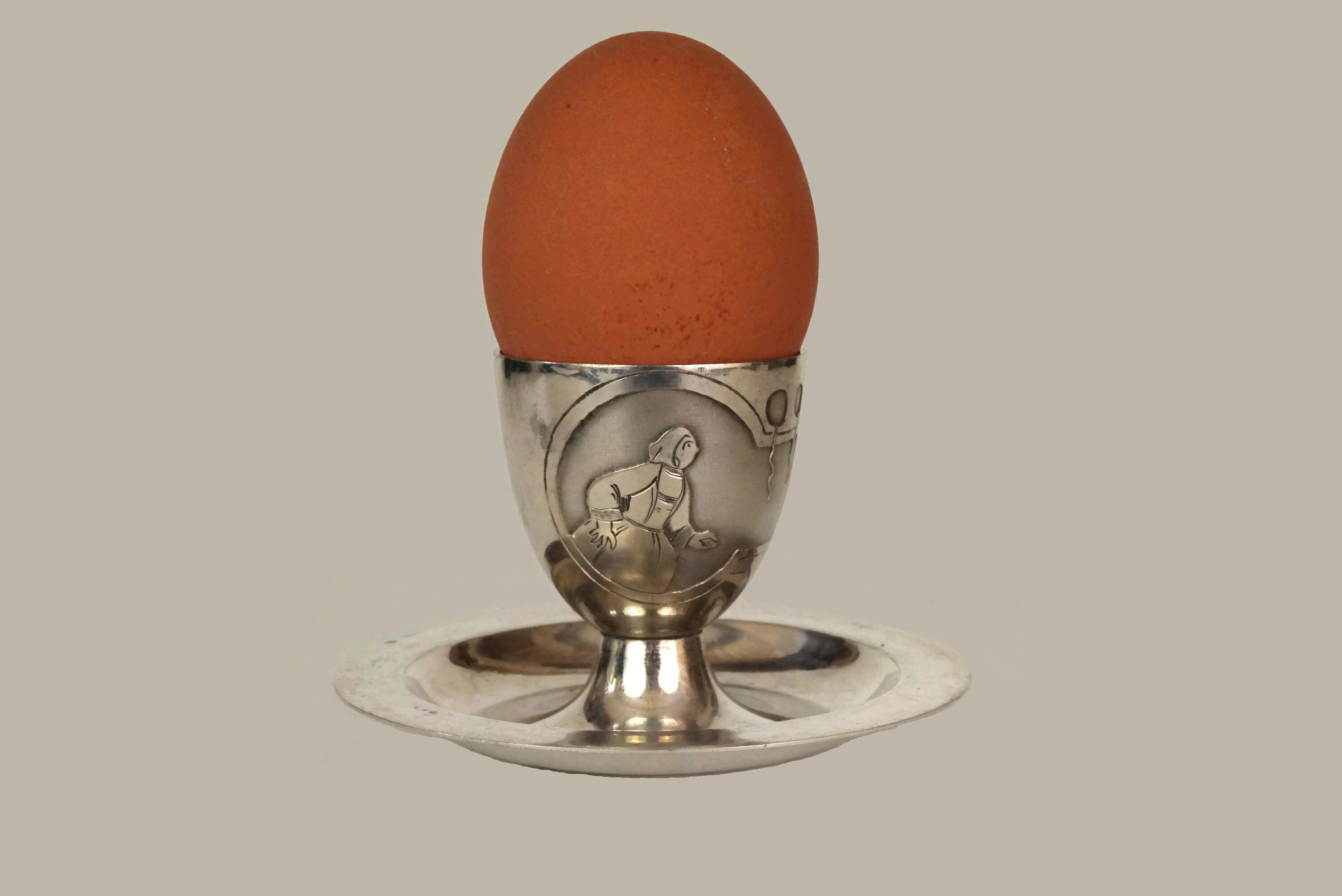 Antique French Silver Egg Cup, Collectible Becassine, Art Deco Children