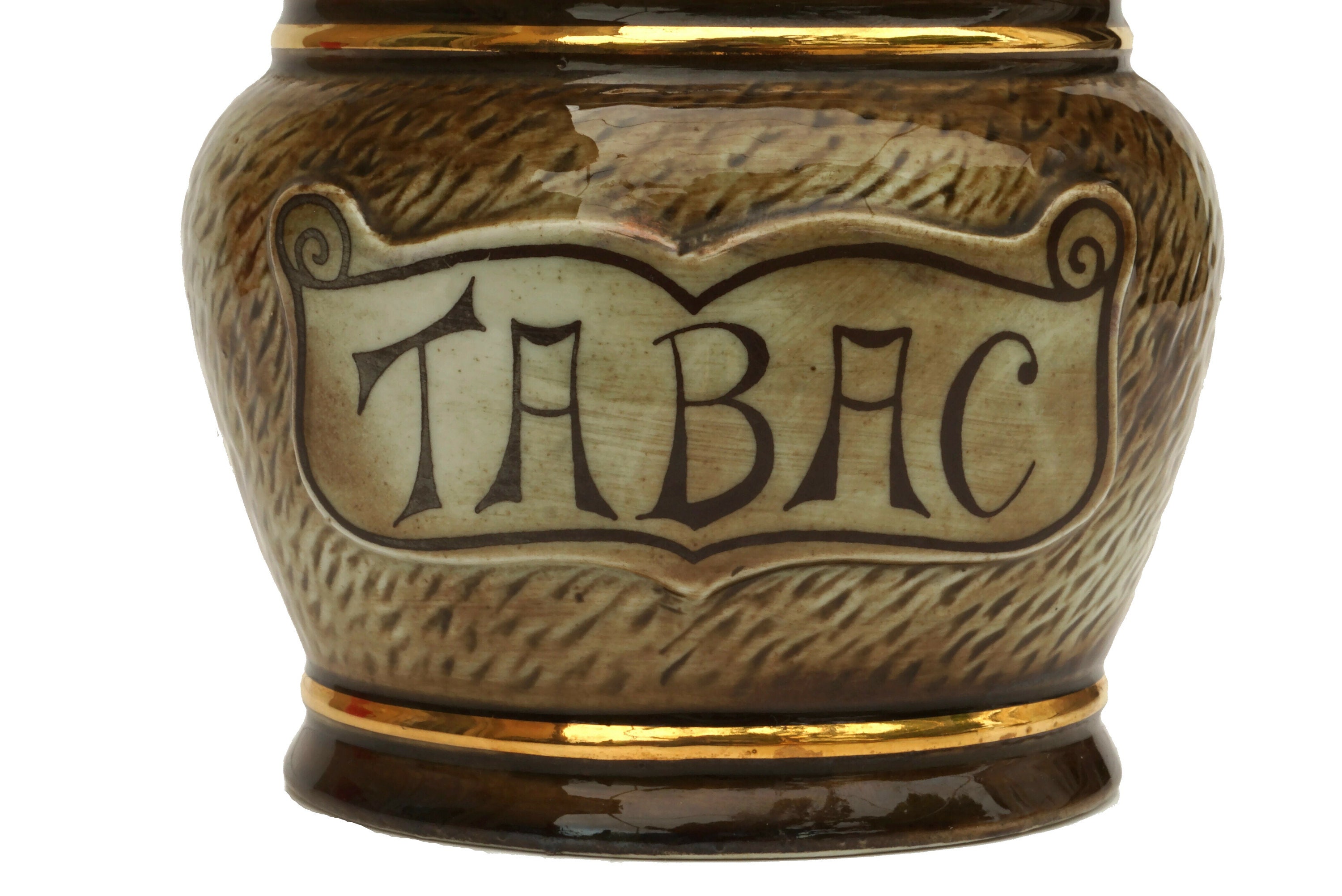 French Porcelain Pipe Tobacco Jar with Animals and Hunting Decor, Mid