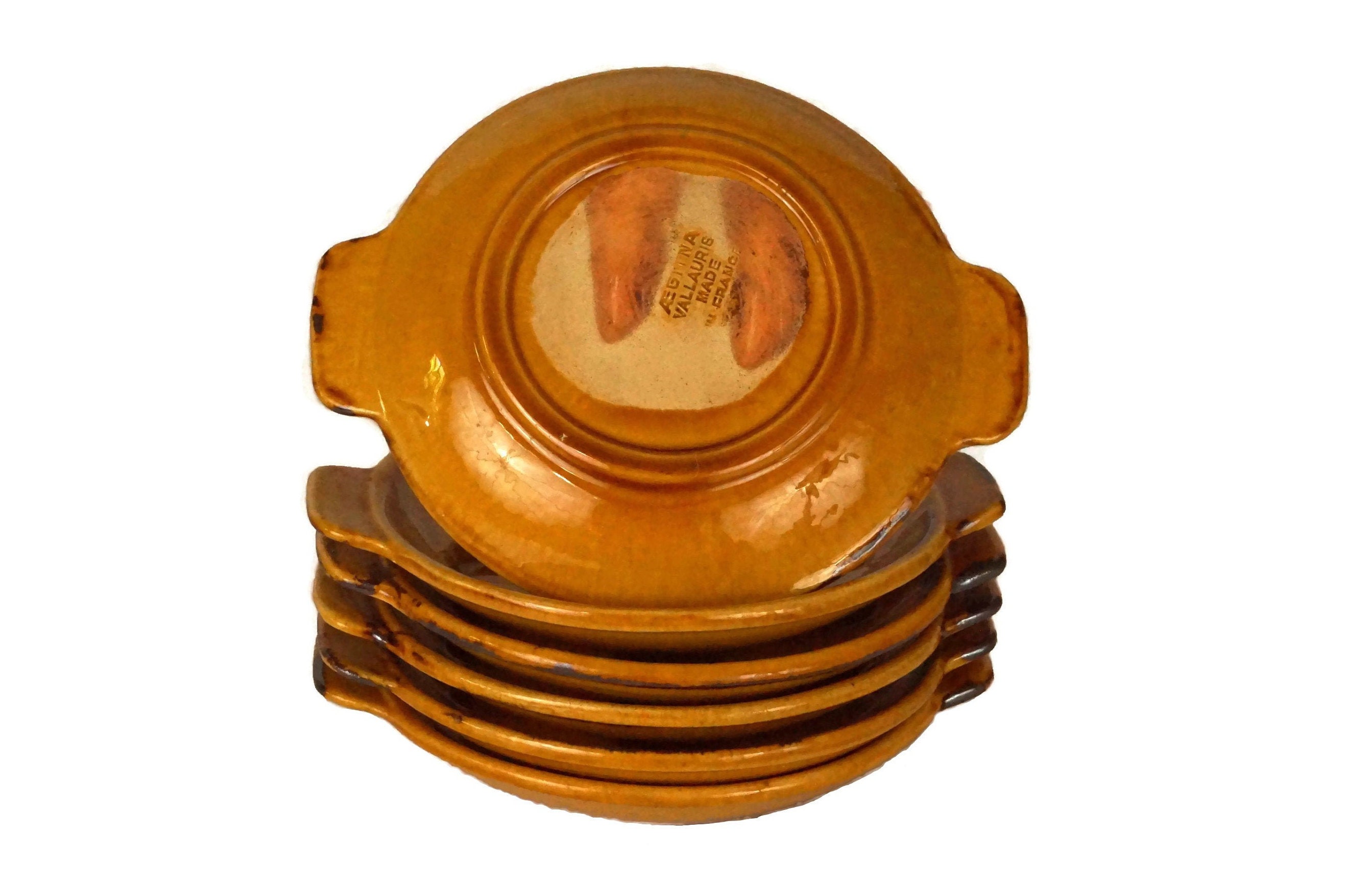 French Pottery Snail Plates Set of 6, Vallauris Mid Century Ceramic Dishes