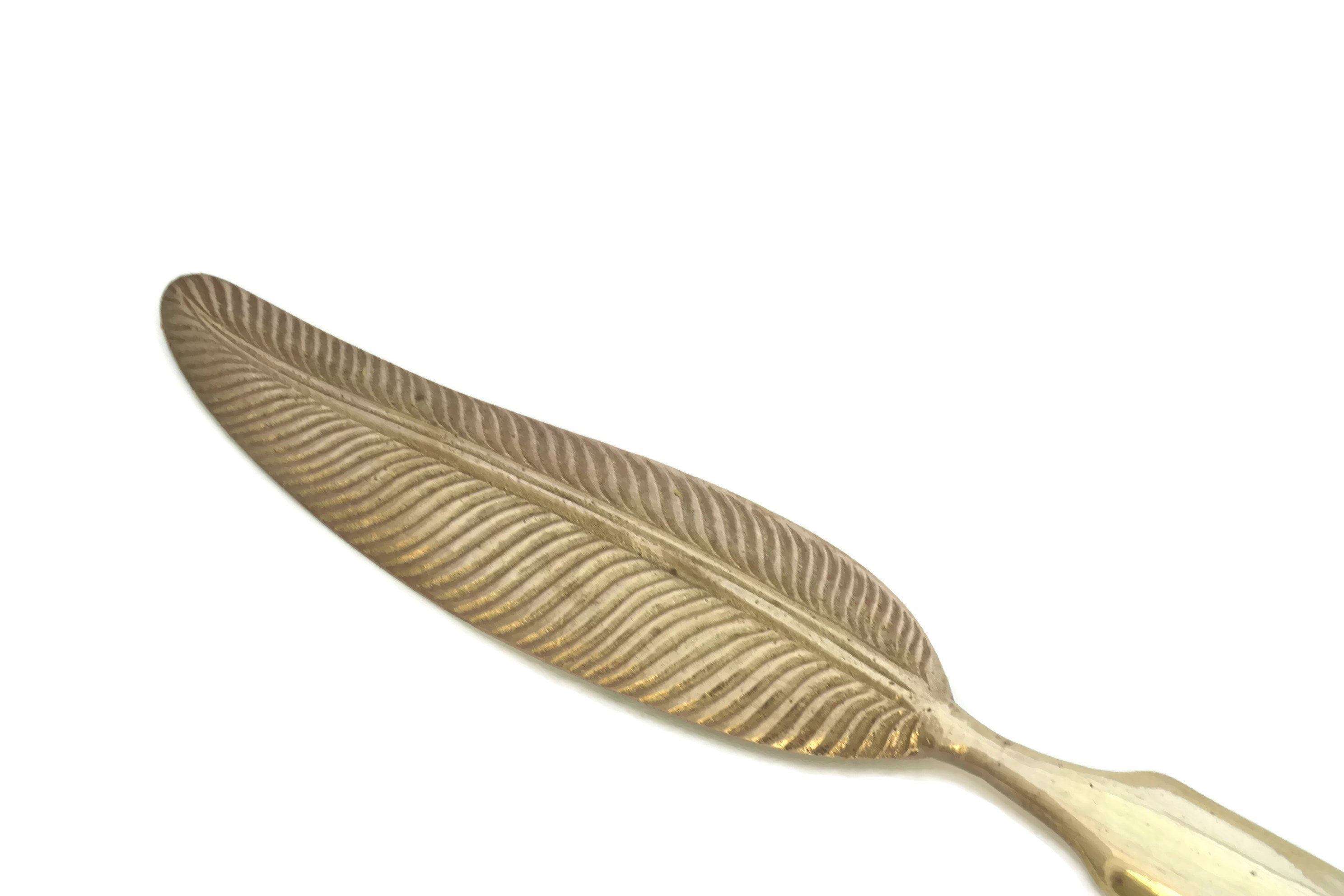 Vintage Brass Feather Letter Opener. Letter Knife Desk Accessory. Gift