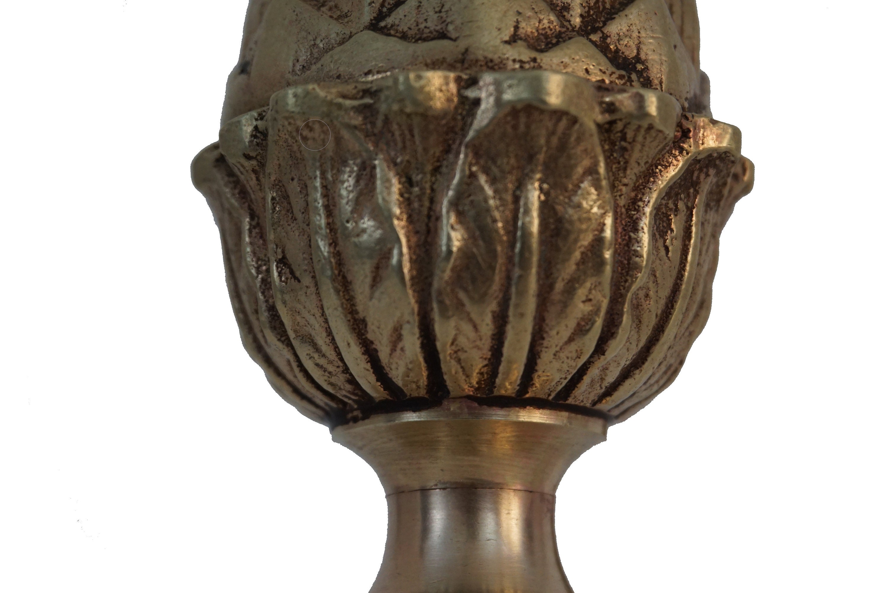 Antique French Brass Pinecone Finials, Curtain Tie Back Ornaments