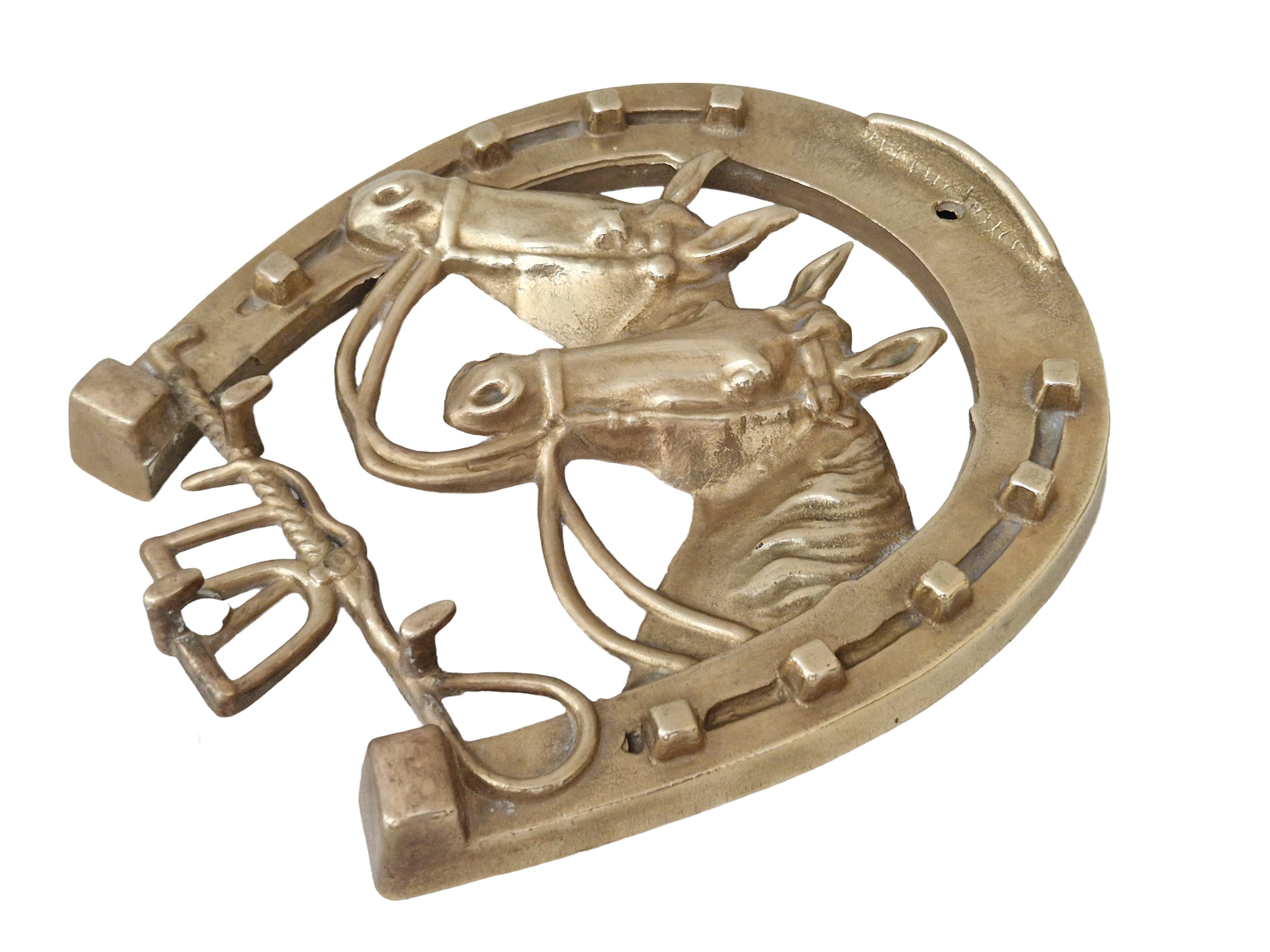 Brass Horse Figurine Key Holder, Vintage Horseshoe Key Display Rack