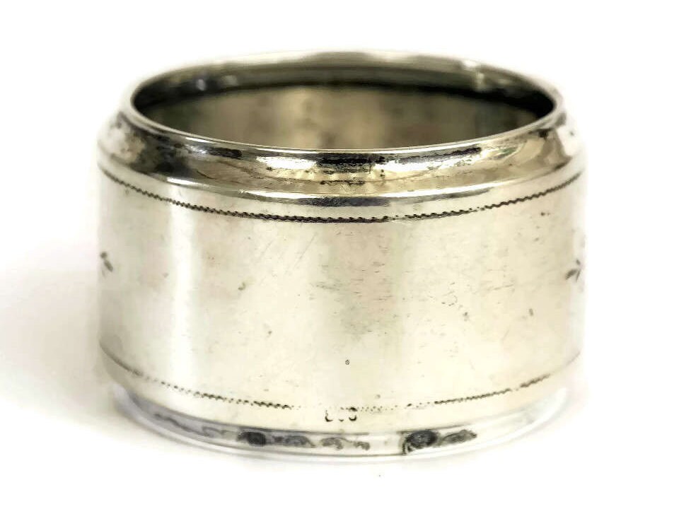 French Antique Silver Napkin Ring with Personalized Engraving Louise.