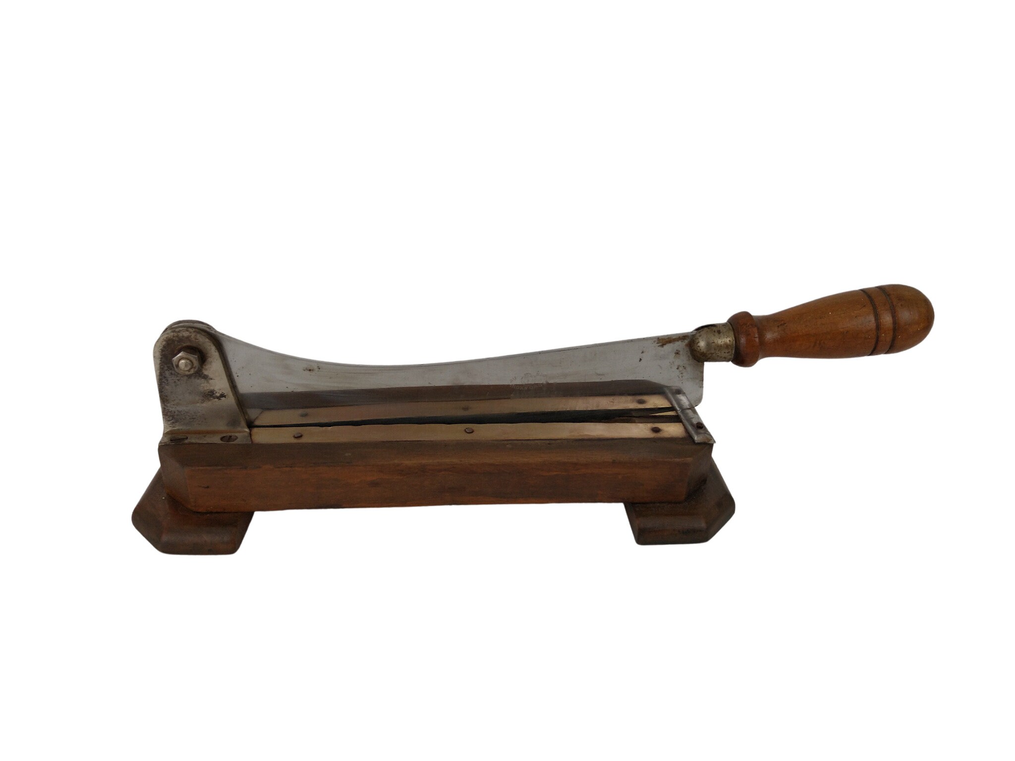 French Baguette Bread Slicer Knife on Wooden Chopping Board, Loaf