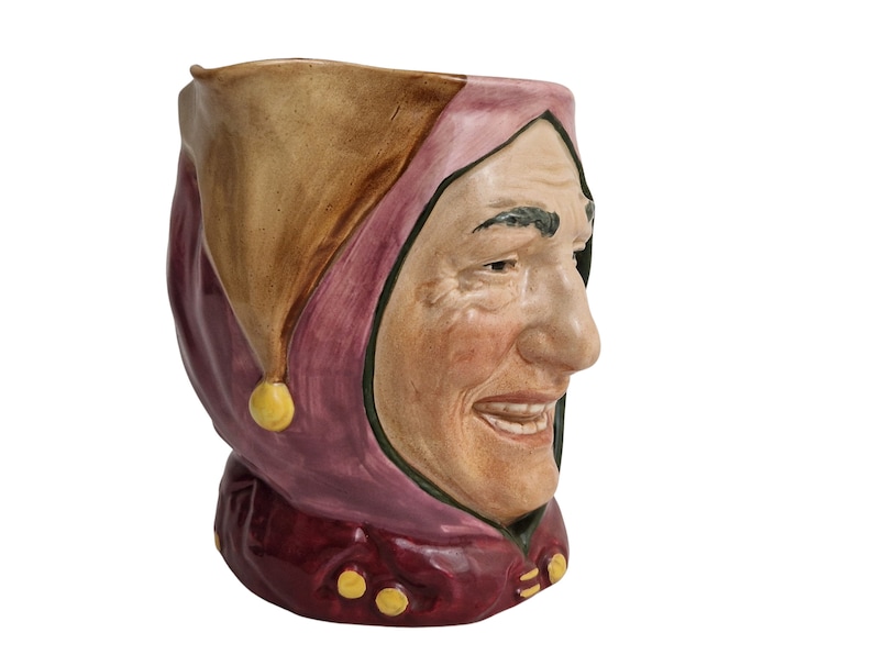 Touchstone Court Jester Pitcher by Royal Doulton, Vintage Majolica Figural Jug image 4
