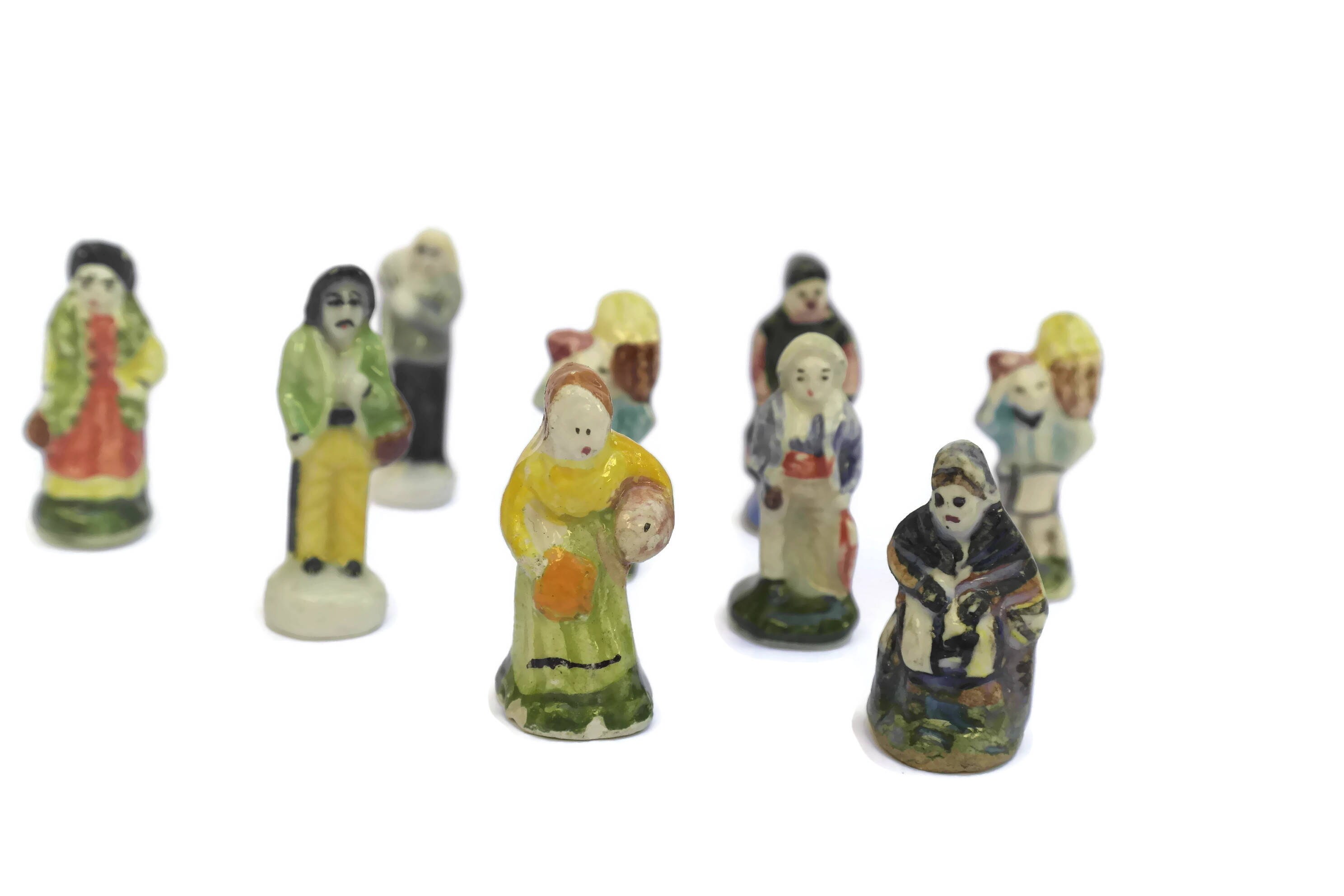 Nativity Scene. Vintage French Feves Christmas Nativity Set.