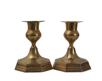 French Brass Candle Stick Holders, Vintage Pair of Candlesticks