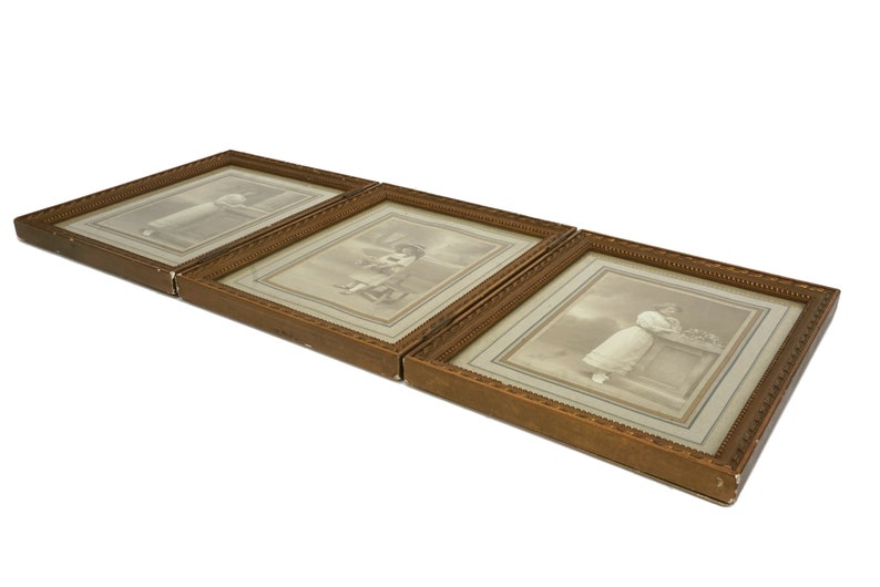 Edwardian folding Triptych Photo Frame