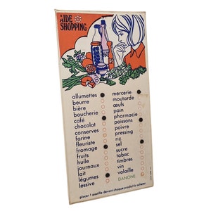 1970s French Kitchen Shopping List Reminder Board, Retro Vintage Wall Hanging Memo Plaque image 2