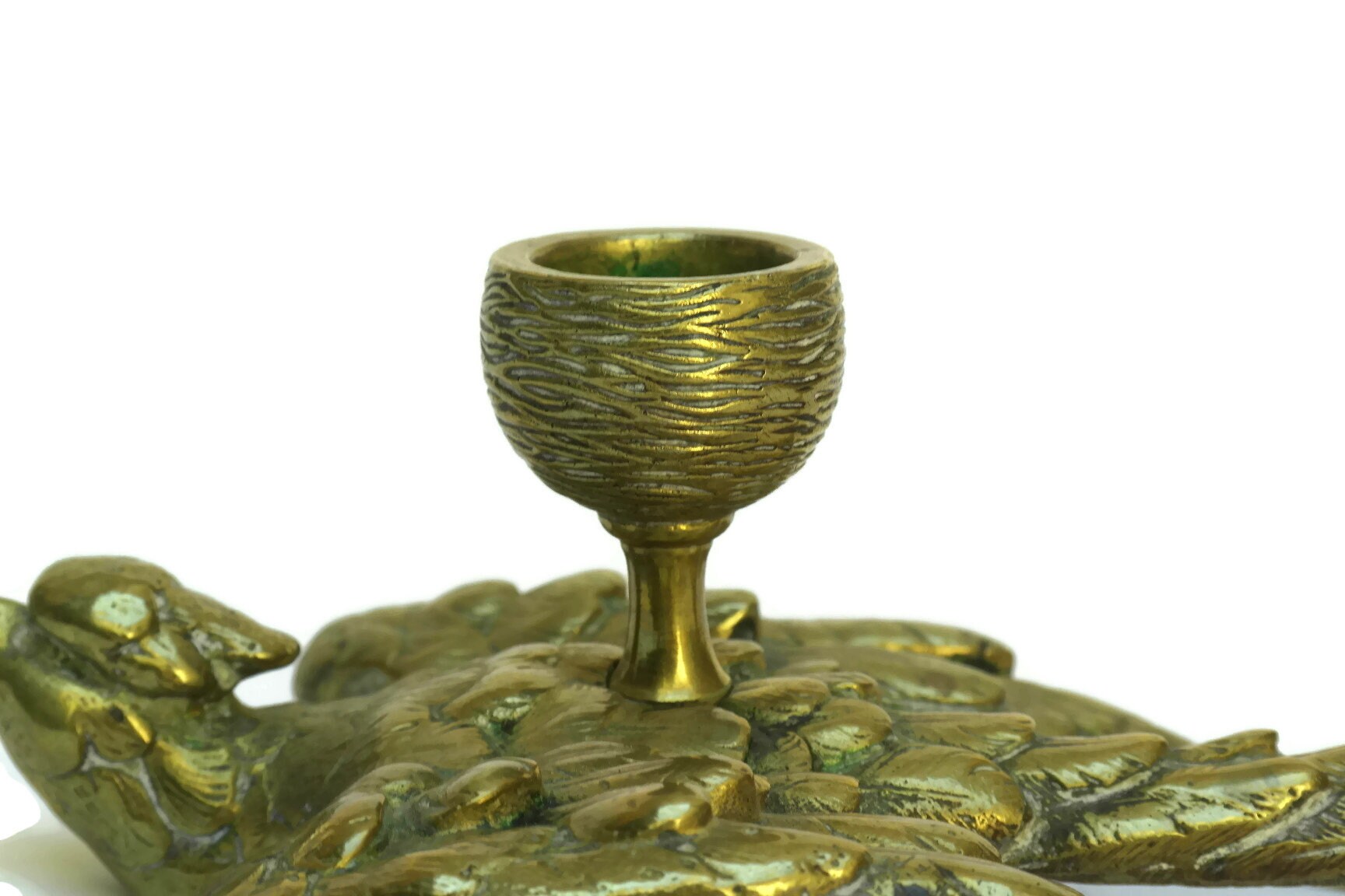 Antique French Bronze Bird Candlestick Holder, Swallow Chamberstick