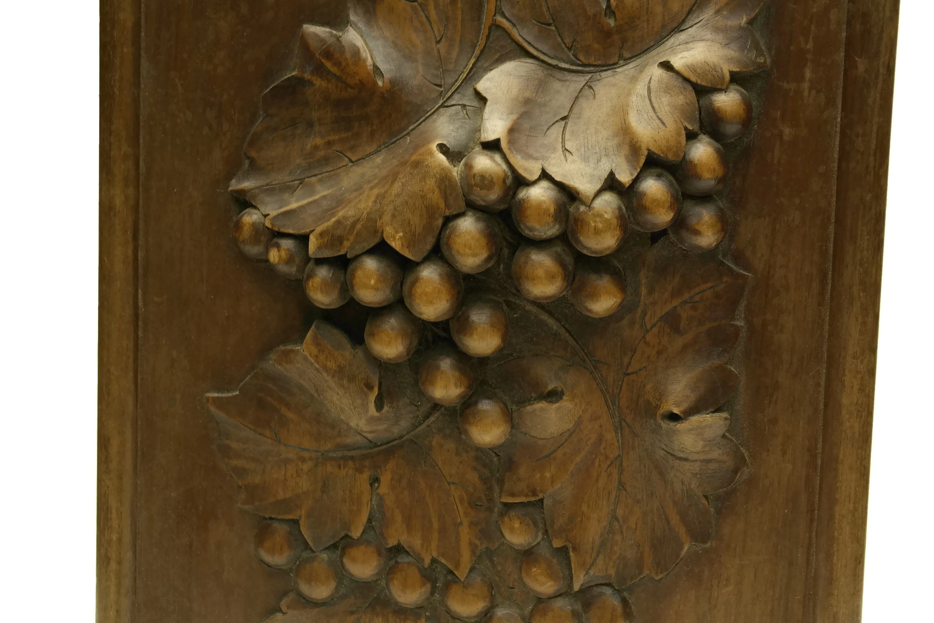 Grape Vine Carved Wood Panel. French Antique Bar & Wine Cellar Decor