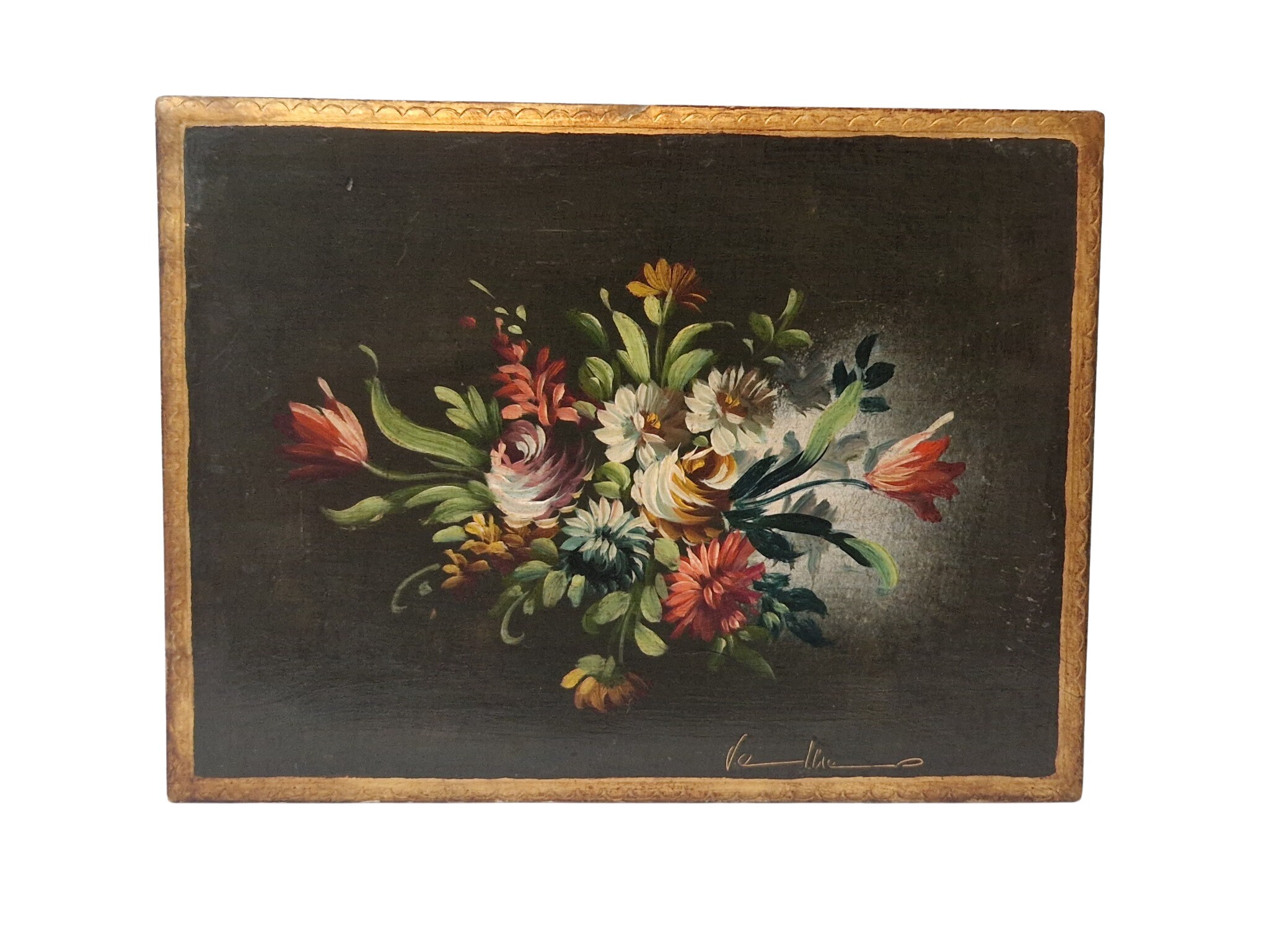 RESERVED for Lauren. Hand Painted Florentine Wooden Jewelry Box with