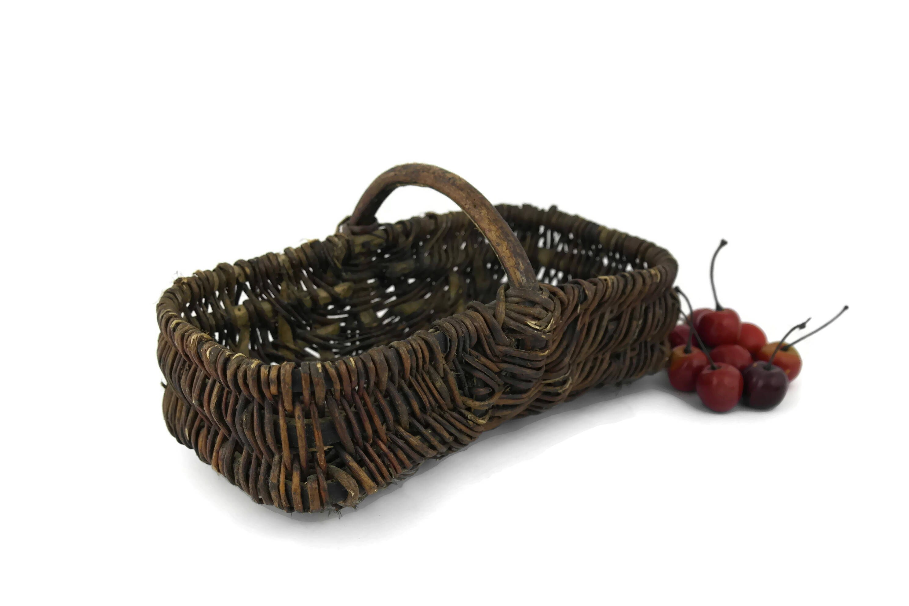 Antique French Basket. Harvest Basket. French Country Kitchen Decor