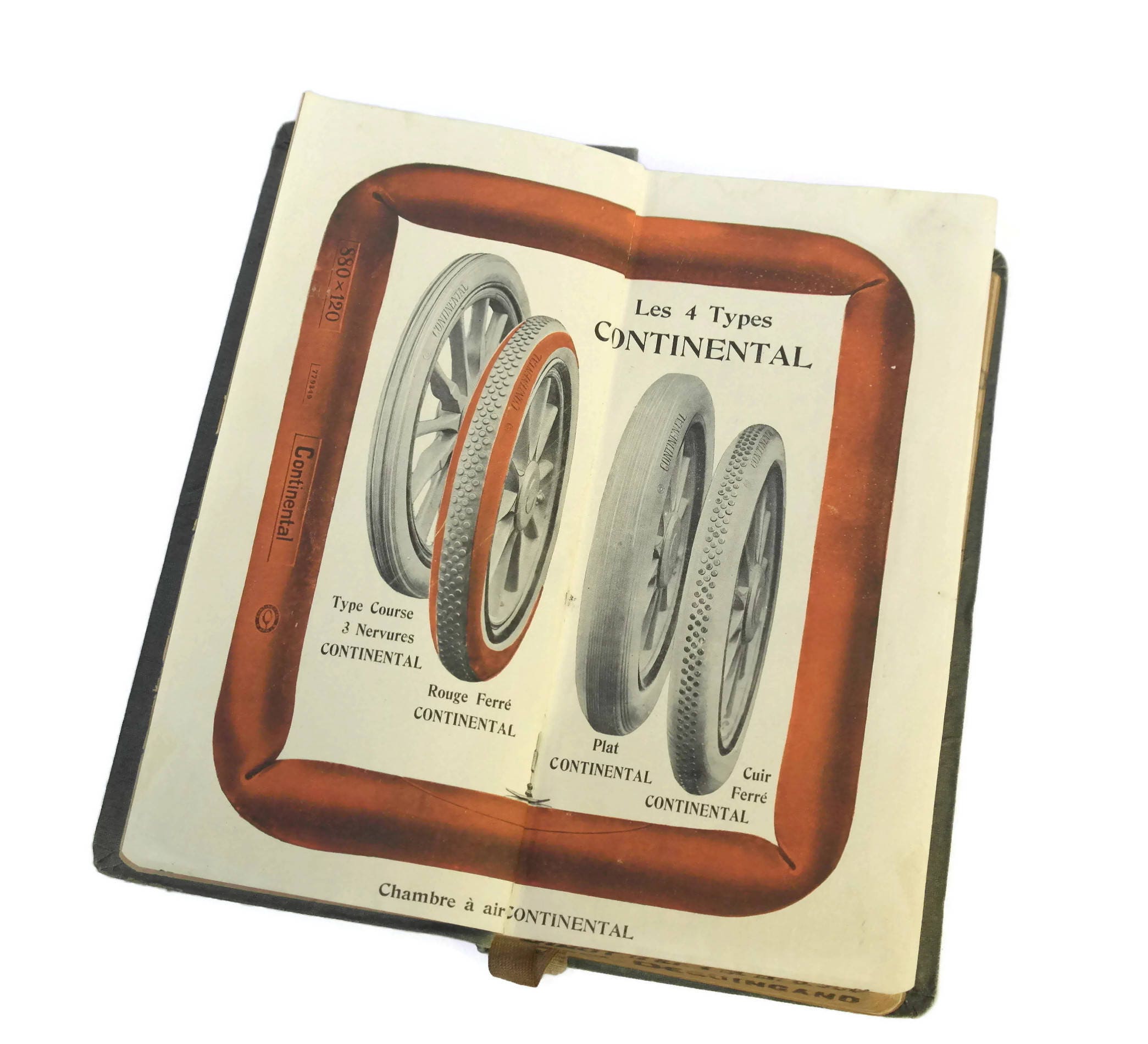 Antique 1911 Continental Tires French Travel Guide.