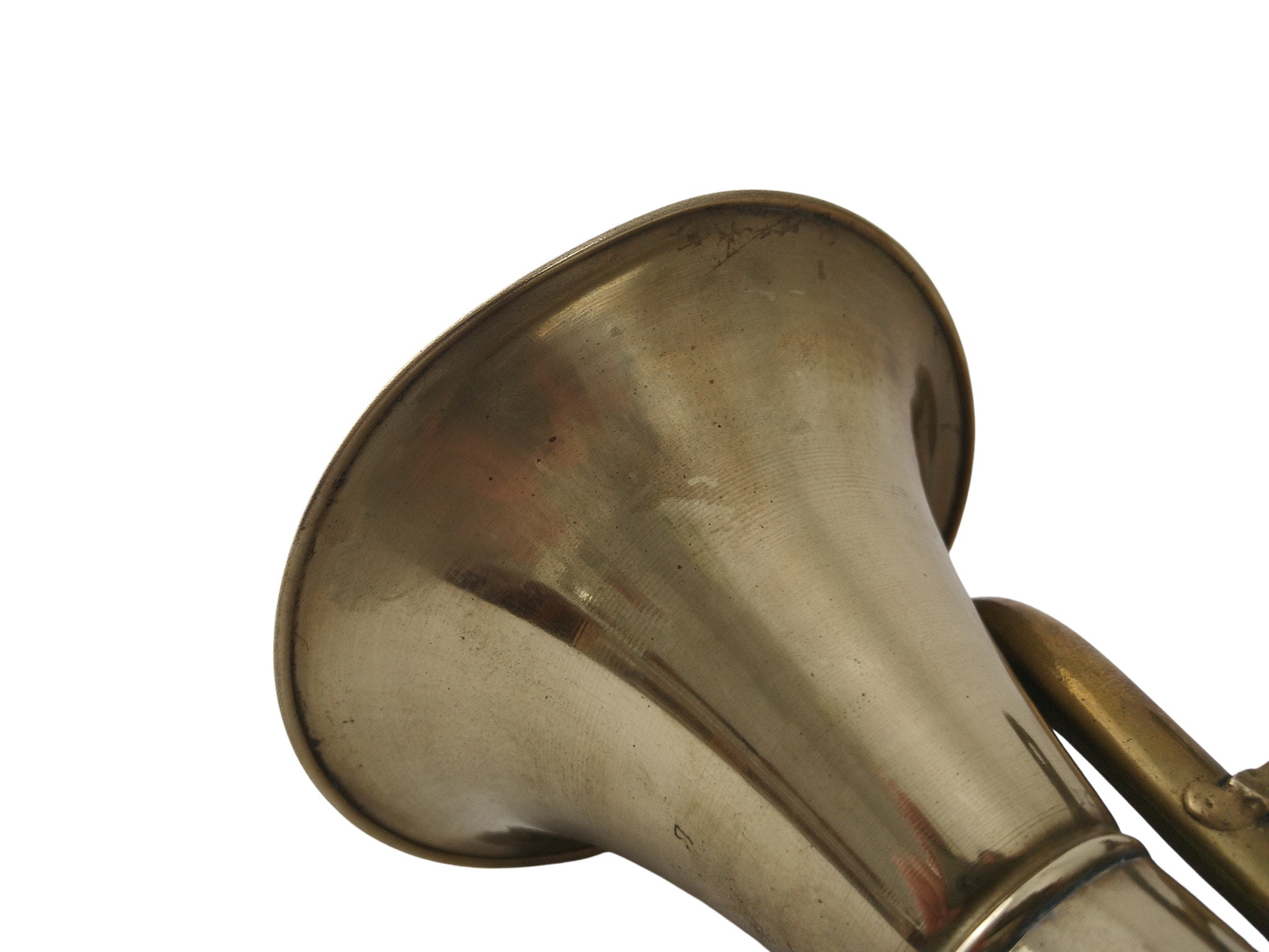 Antique French Brass Car Horn with Rubber Squeeze Bulb, French