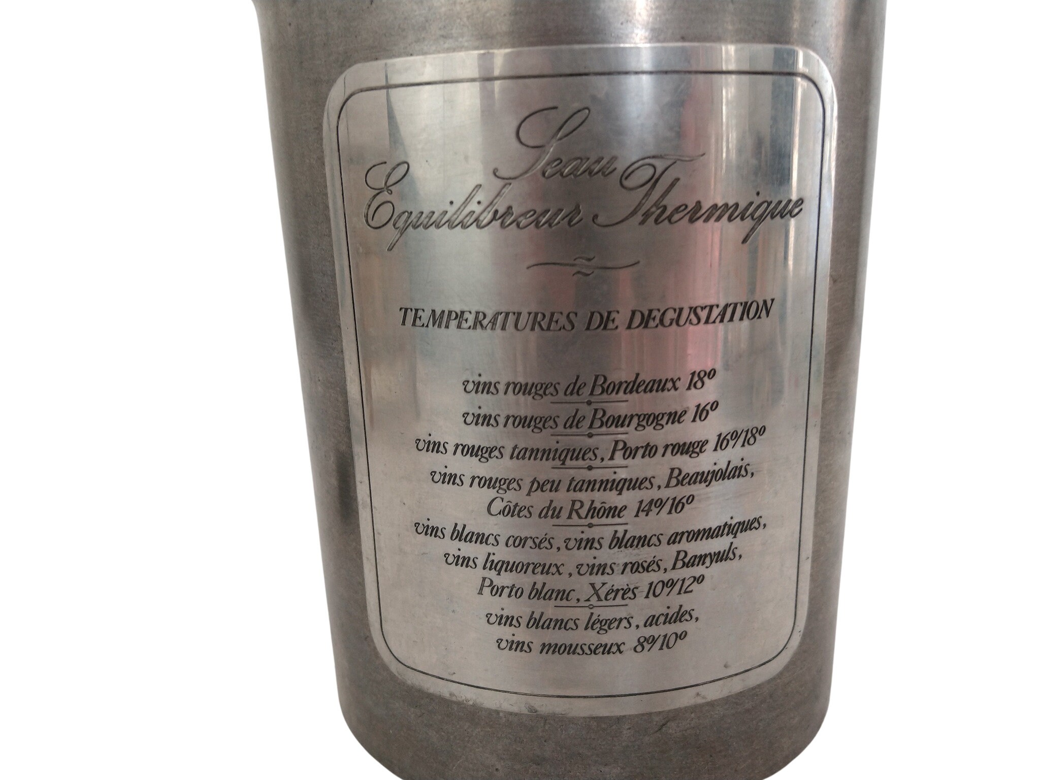 French Vintage Pewter Wine Bottle Chiller, Temperature Balancing Ice