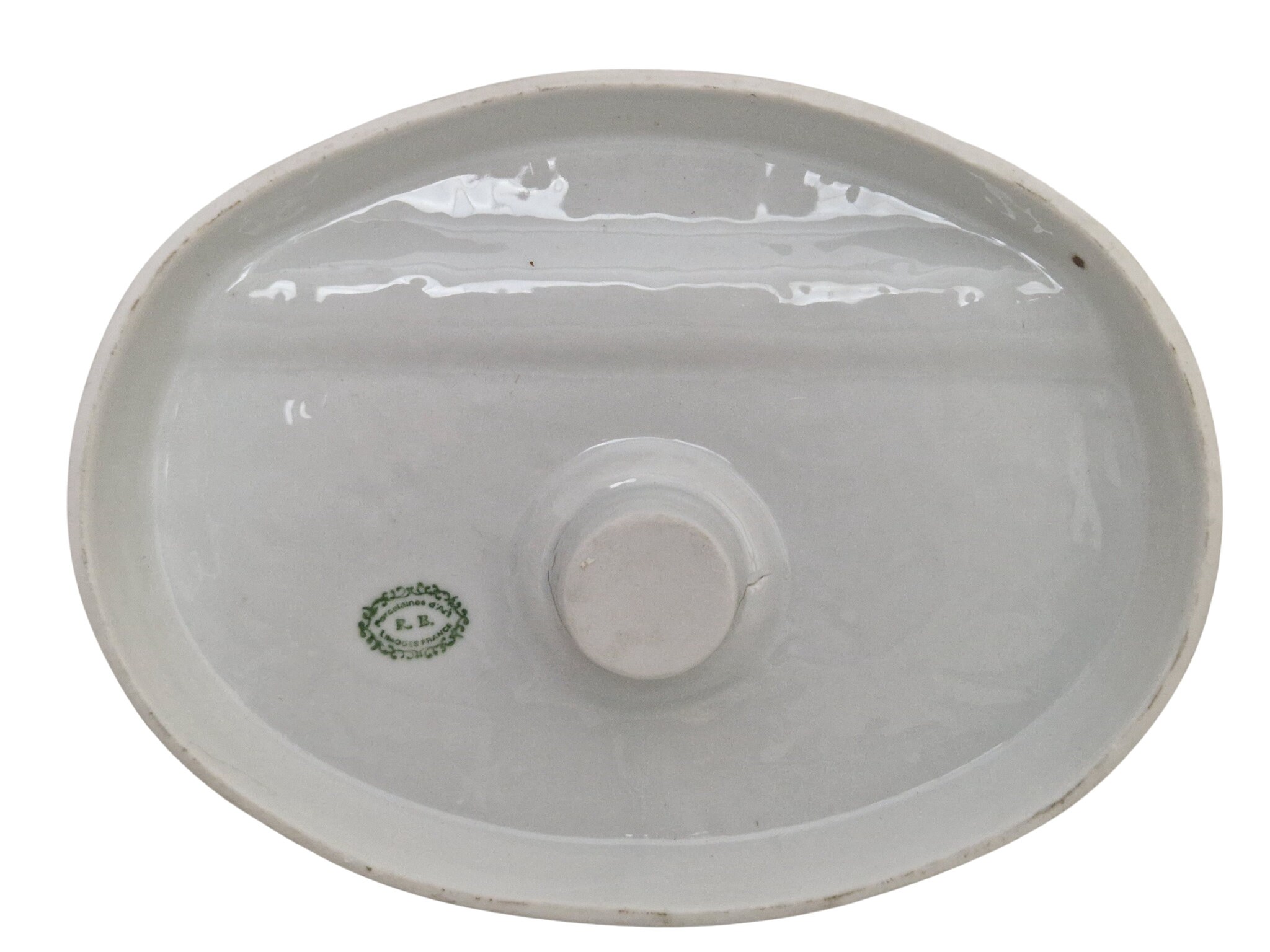 Vintage French Limoges Porcelain Inkwell with Pen Rest Stand