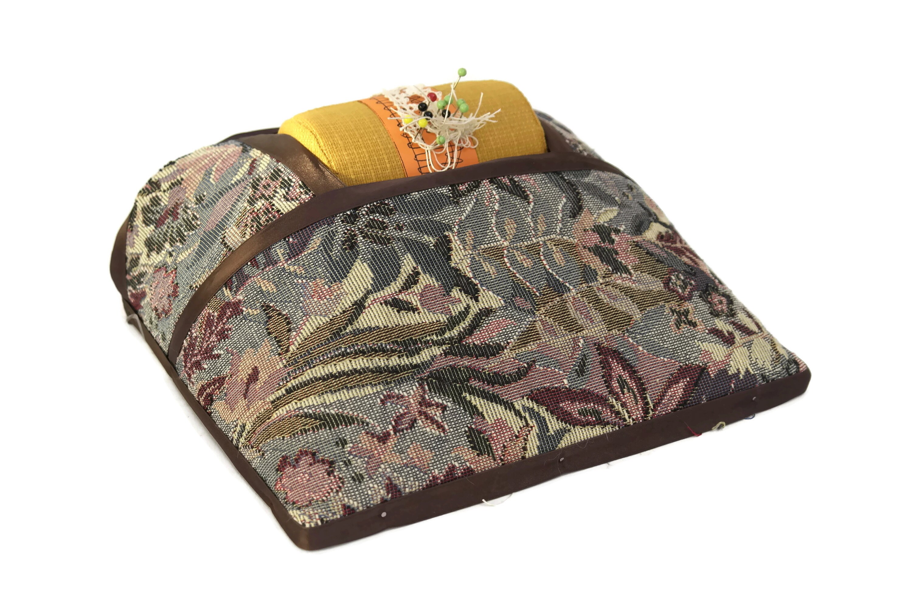 Vintage French Lace Pillow with Wooden Bobbin Set. Bobbin Lace Making