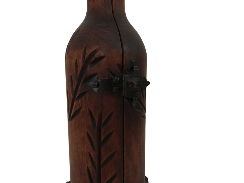 Carved Wood Bottle Storage Box