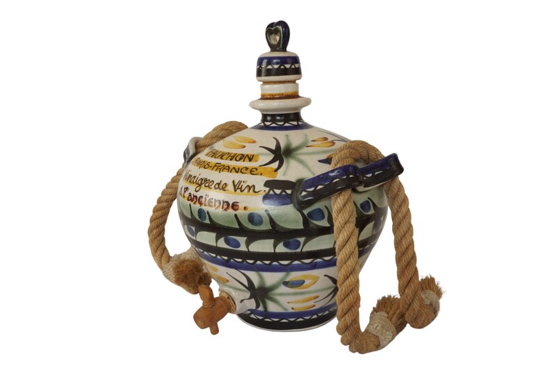 Keraluc Quimper Pottery Vinegar Jug With Hand Painted Etsy