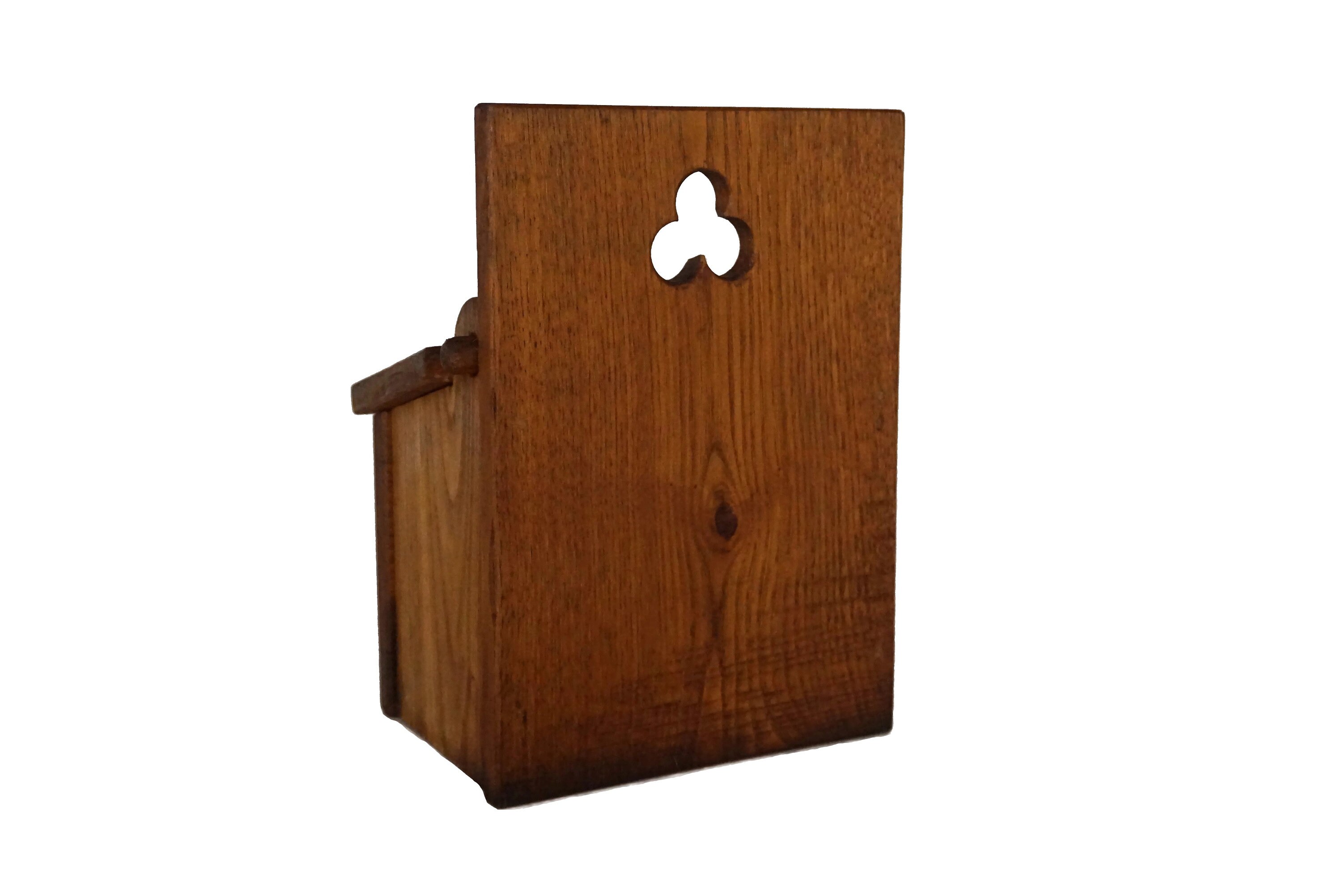 Hand Carved Wooden Salt Box, Rustic French Provencal Kitchen Decor