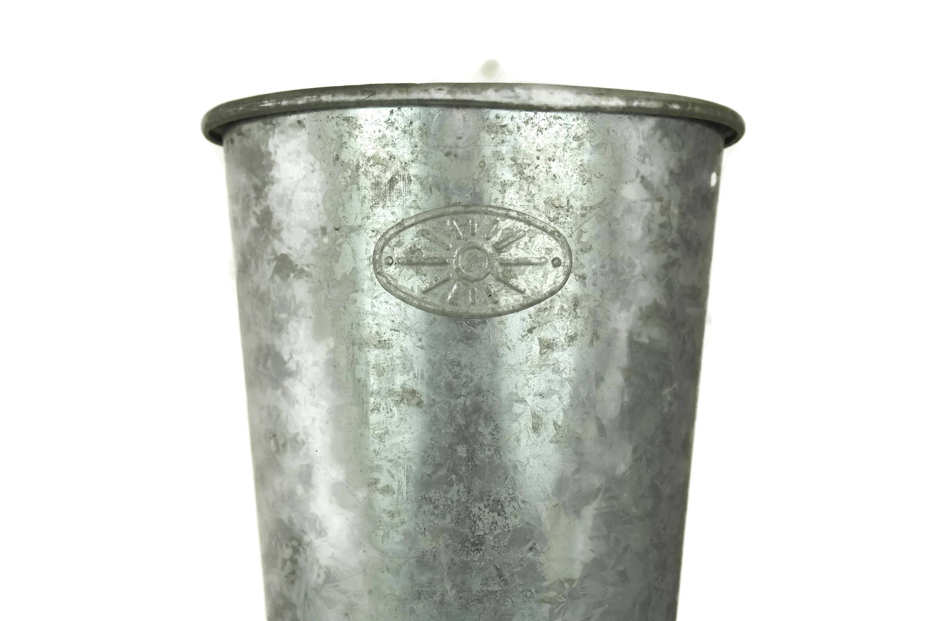 RESERVED. French Zinc Flower Bucket. Vintage Galvanized Florist Vase