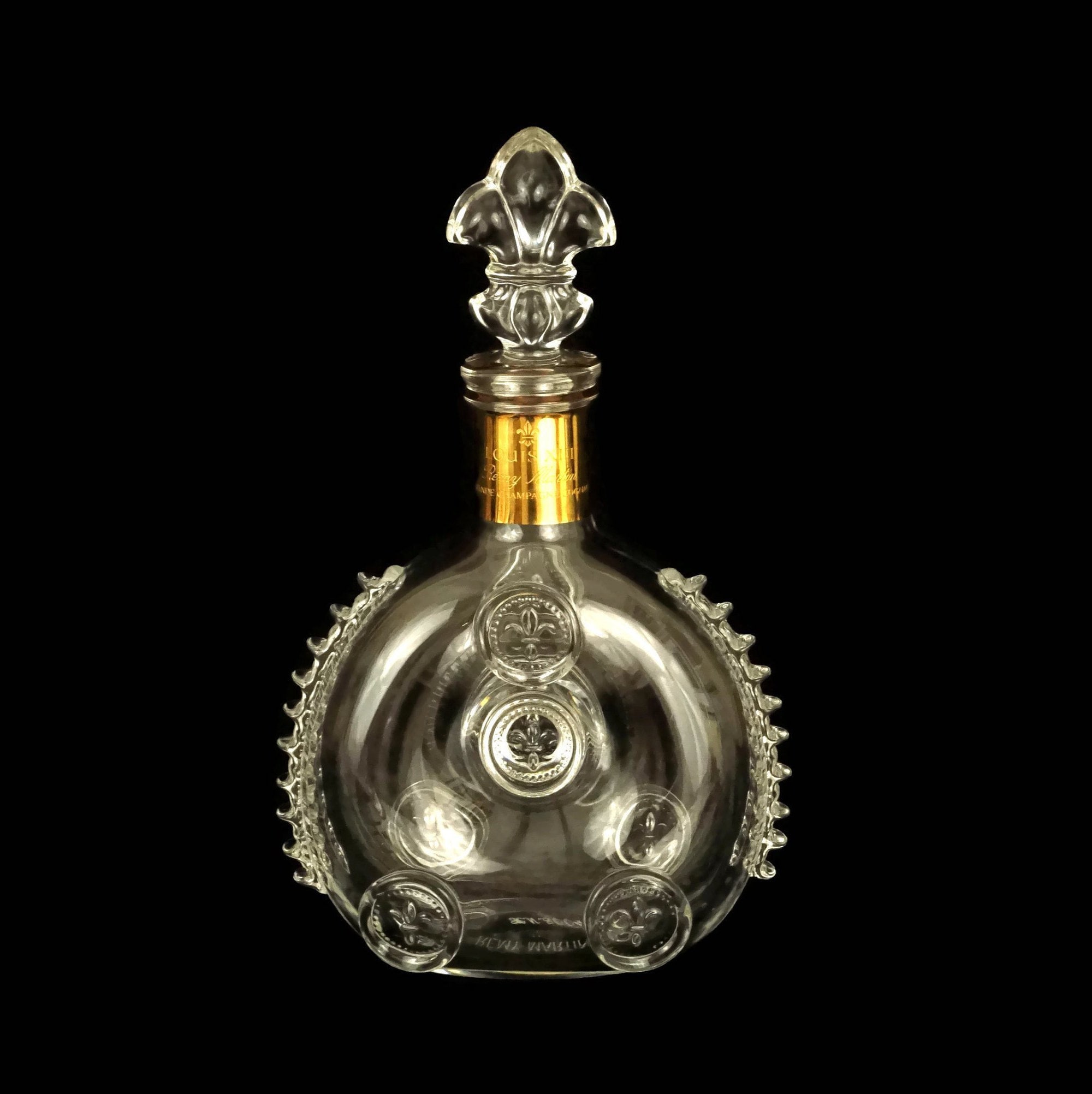 Remy Martin Cognac Decanter by Sevres Crystal, Vintage French Louis XIII Bottle with Fleur de