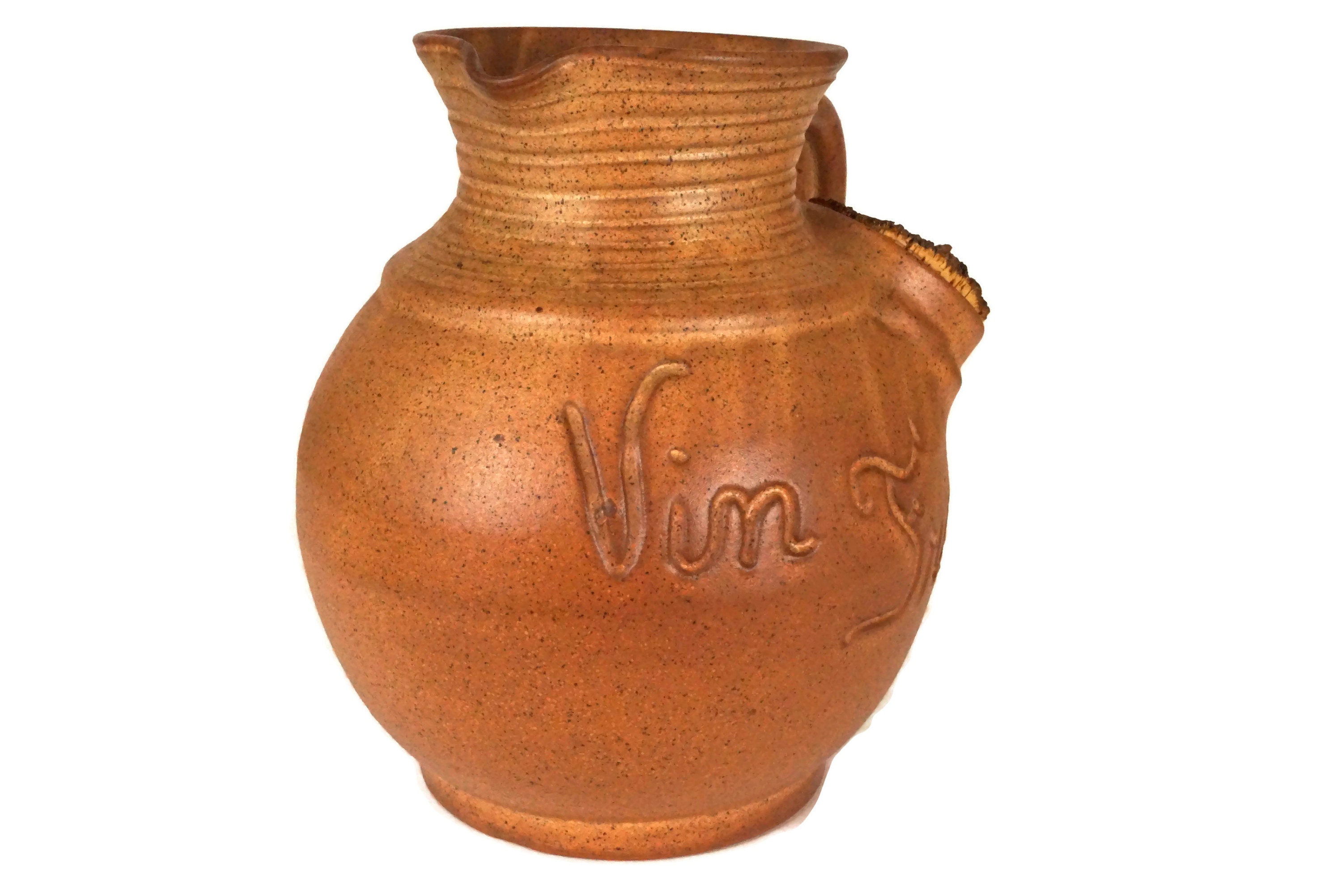 French Pottery Wine Cooler Pitcher, Rustic Provence Table Decor