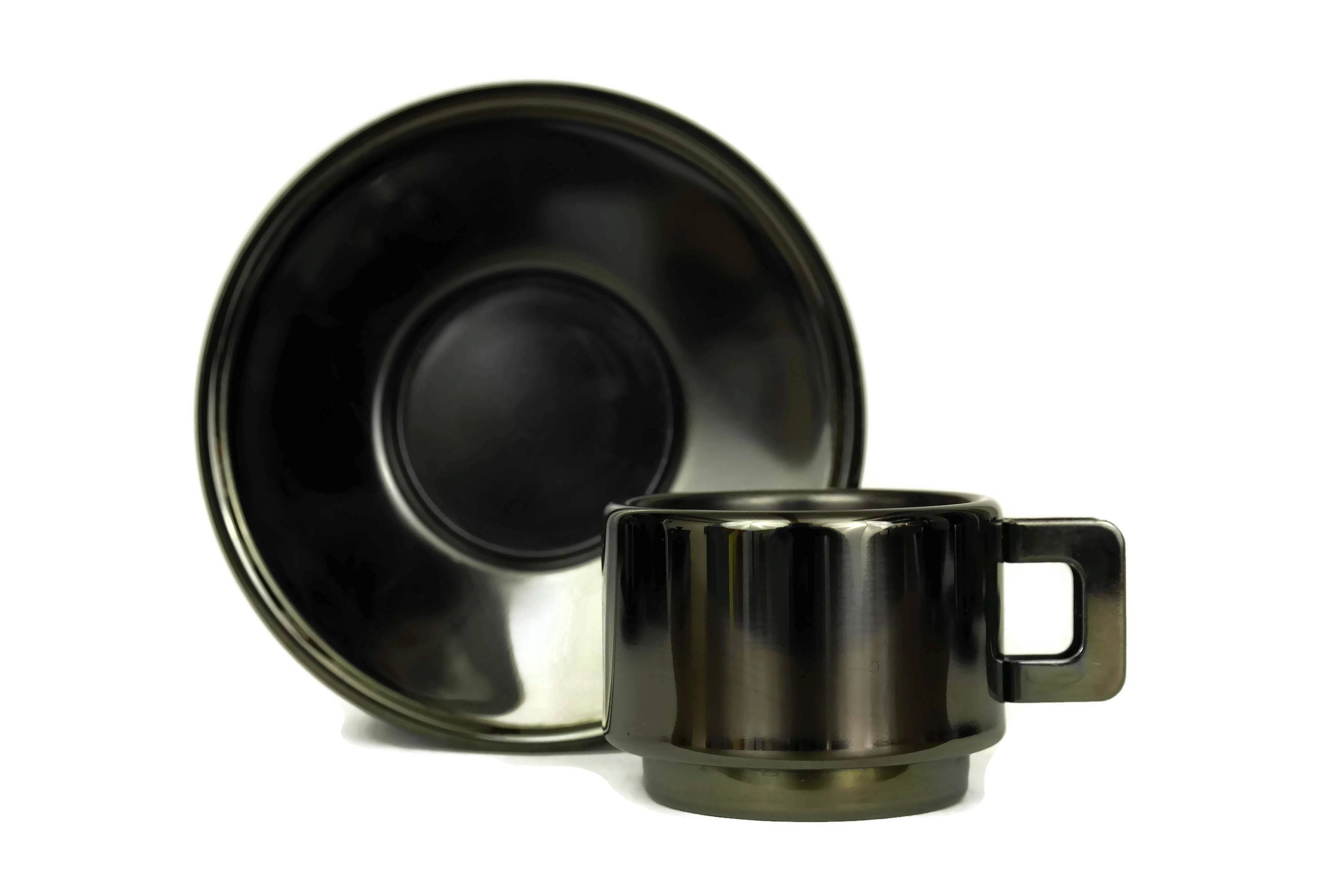 Metal Espresso Coffee Cups with Saucers, Set of 6, Casalinghi Italian