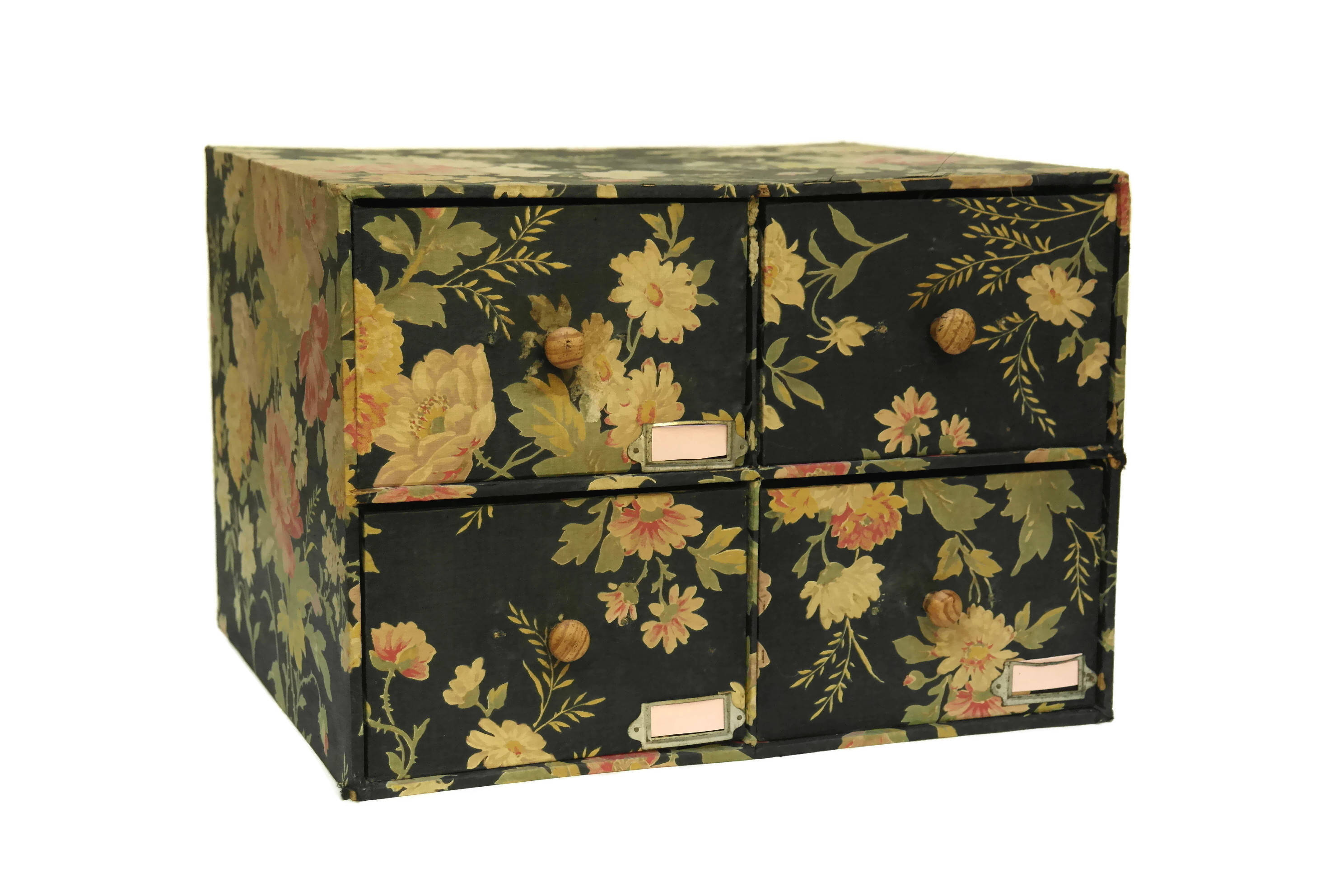 French Vintage Sewing Box. Large Shabby Needlework Craft Storage Box.