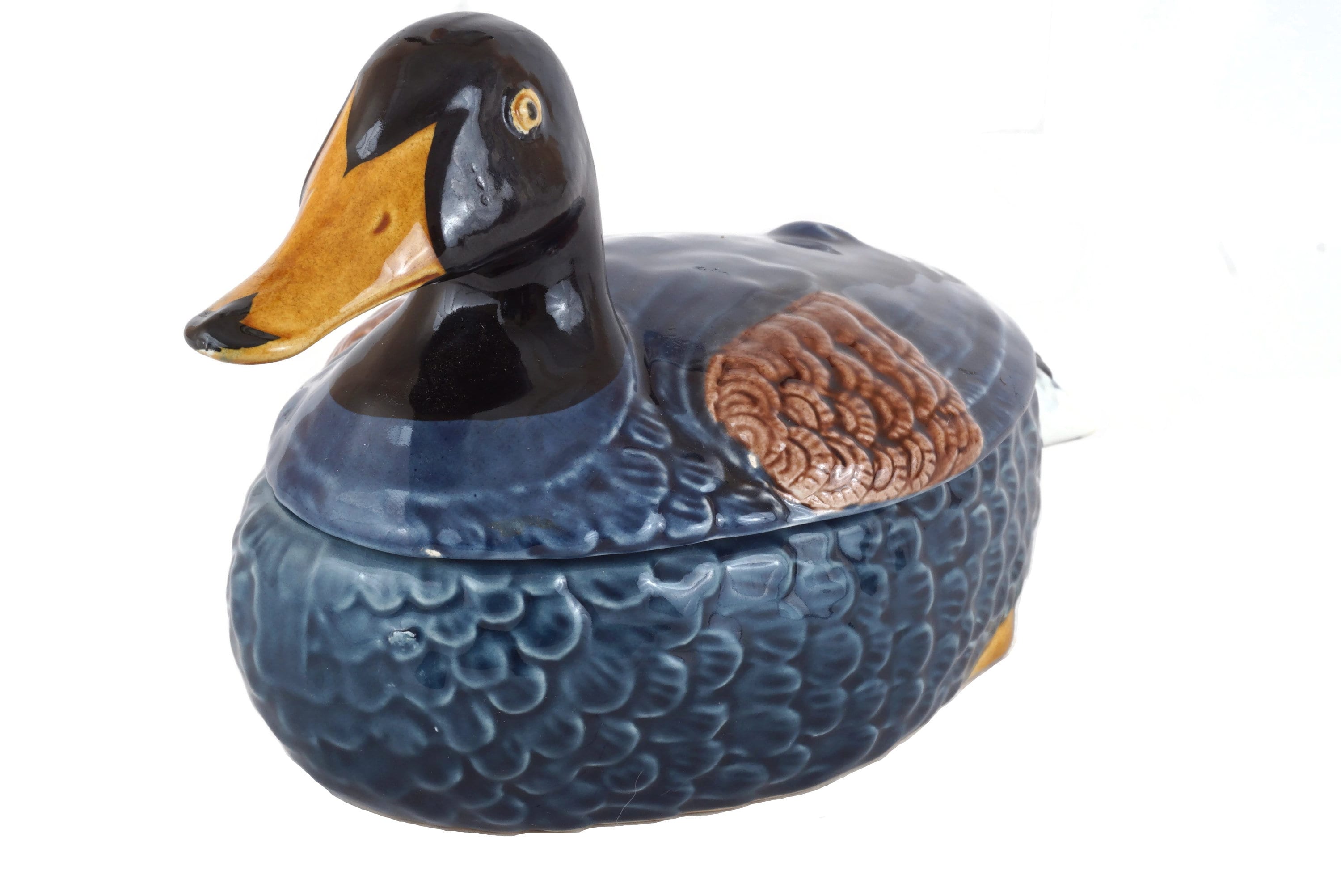Majolica Duck Tureen by Michel Caugant, Foie Gras Terrine, Woodland