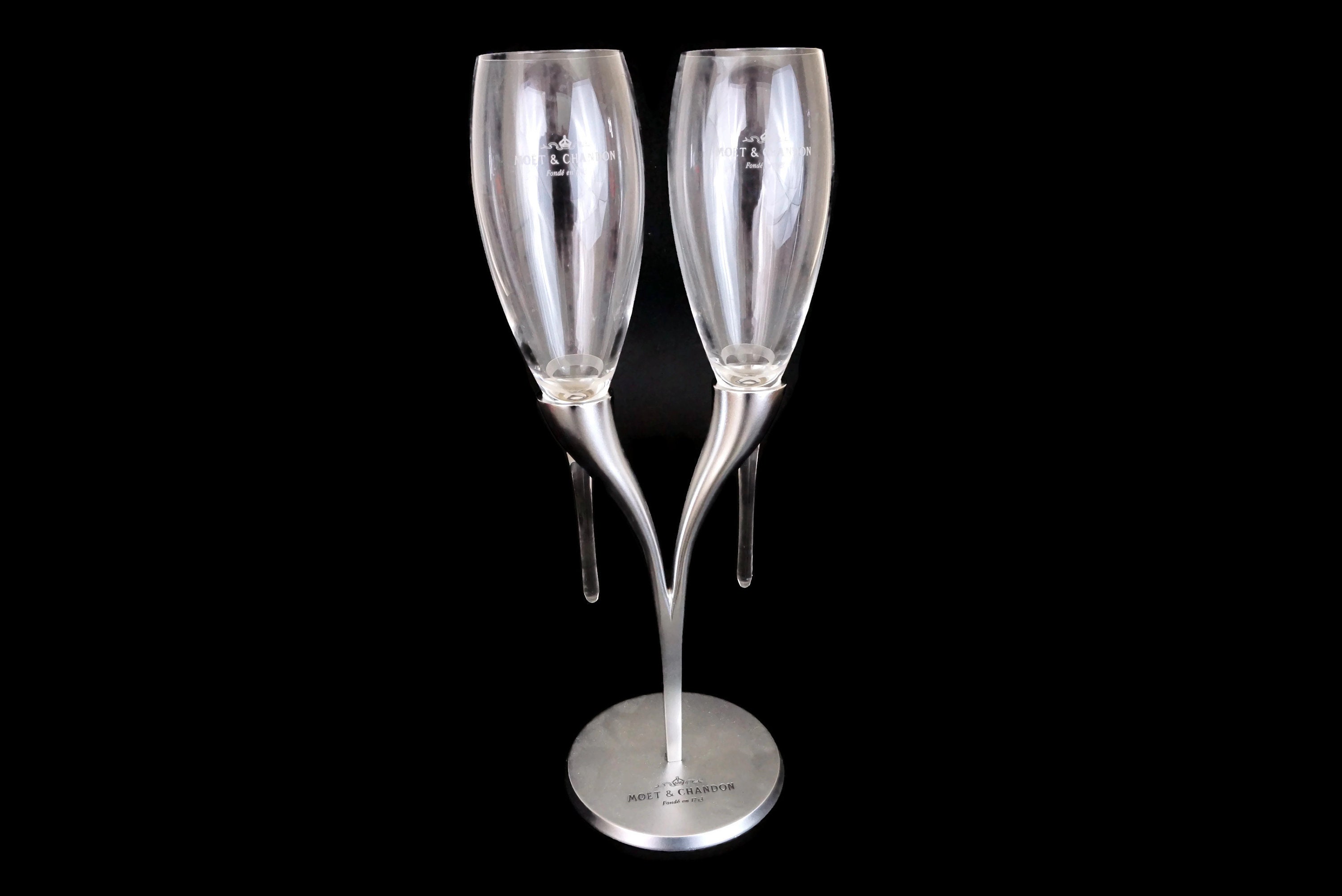 Moet & Chandon Champagne Flute Glasses and Stand, Philippe Di Meo Reso