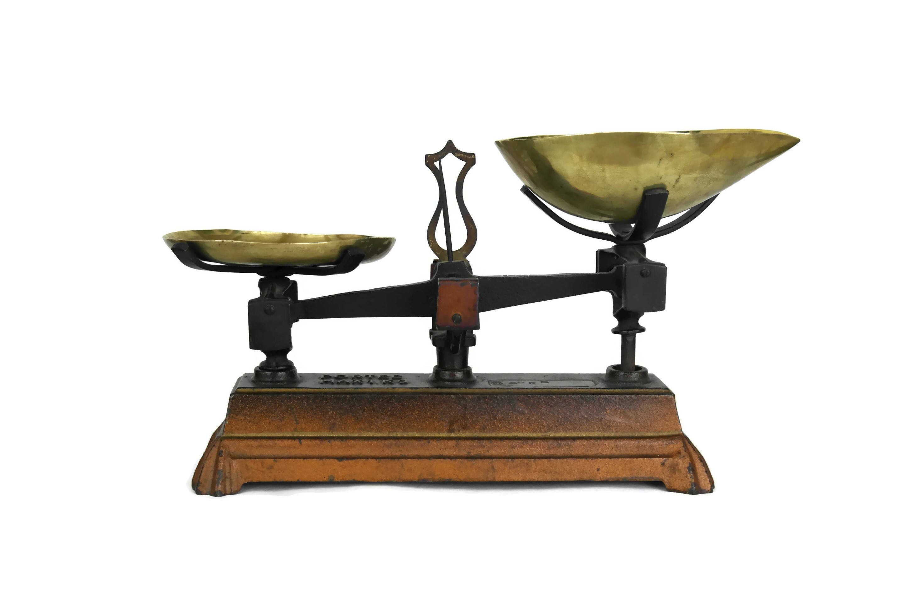 Antique Cast Iron Scales with Brass Measuring Pans.