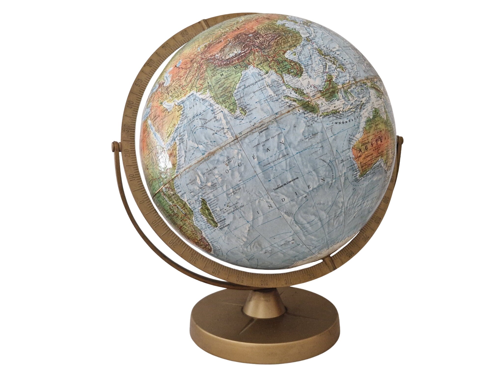 1960s Scan Globe A/S French World Map Globe with Rotating Protractors ...