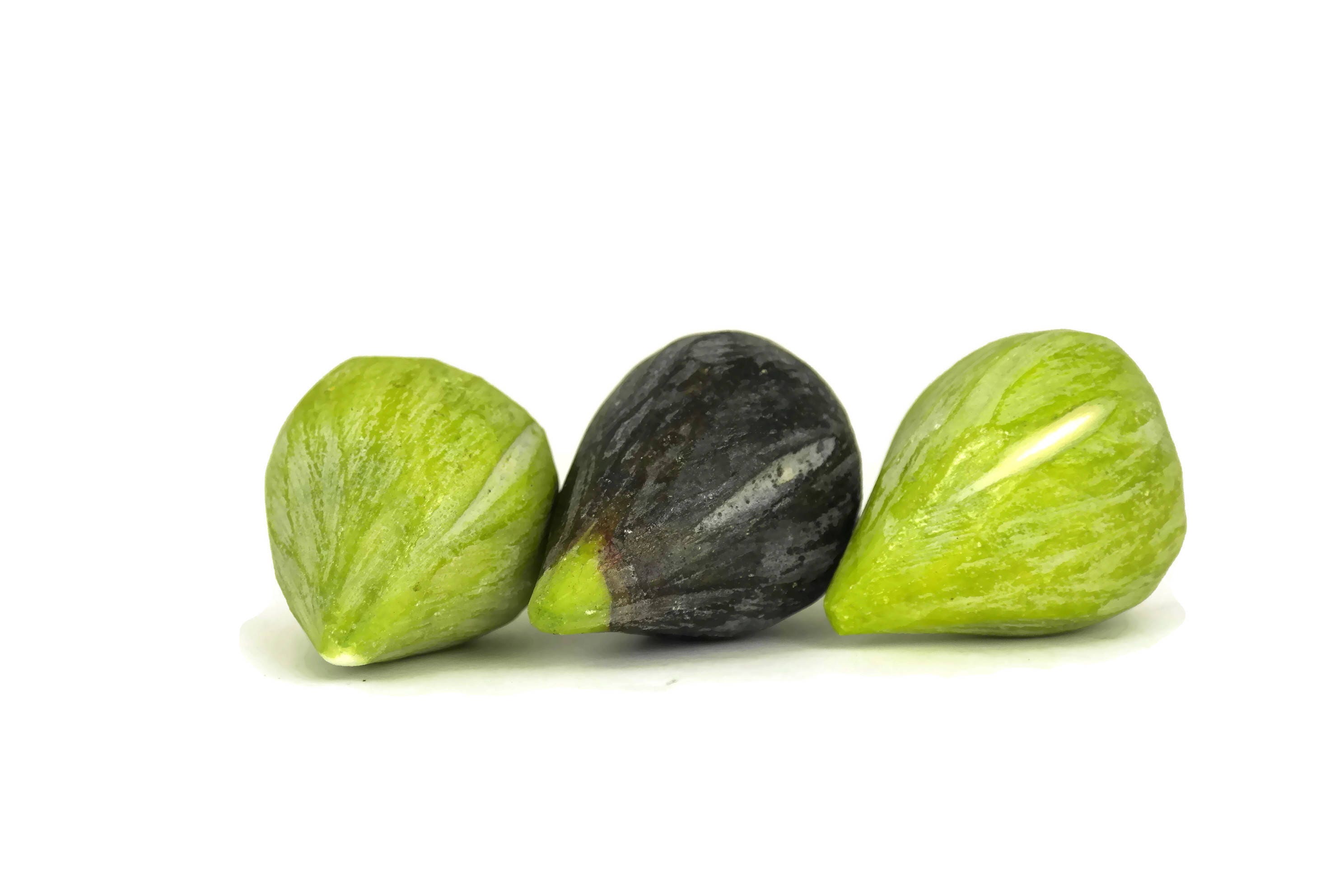 Italian Marble Figs. Hand Carved Stone Fruit Figures. Faux Fruit