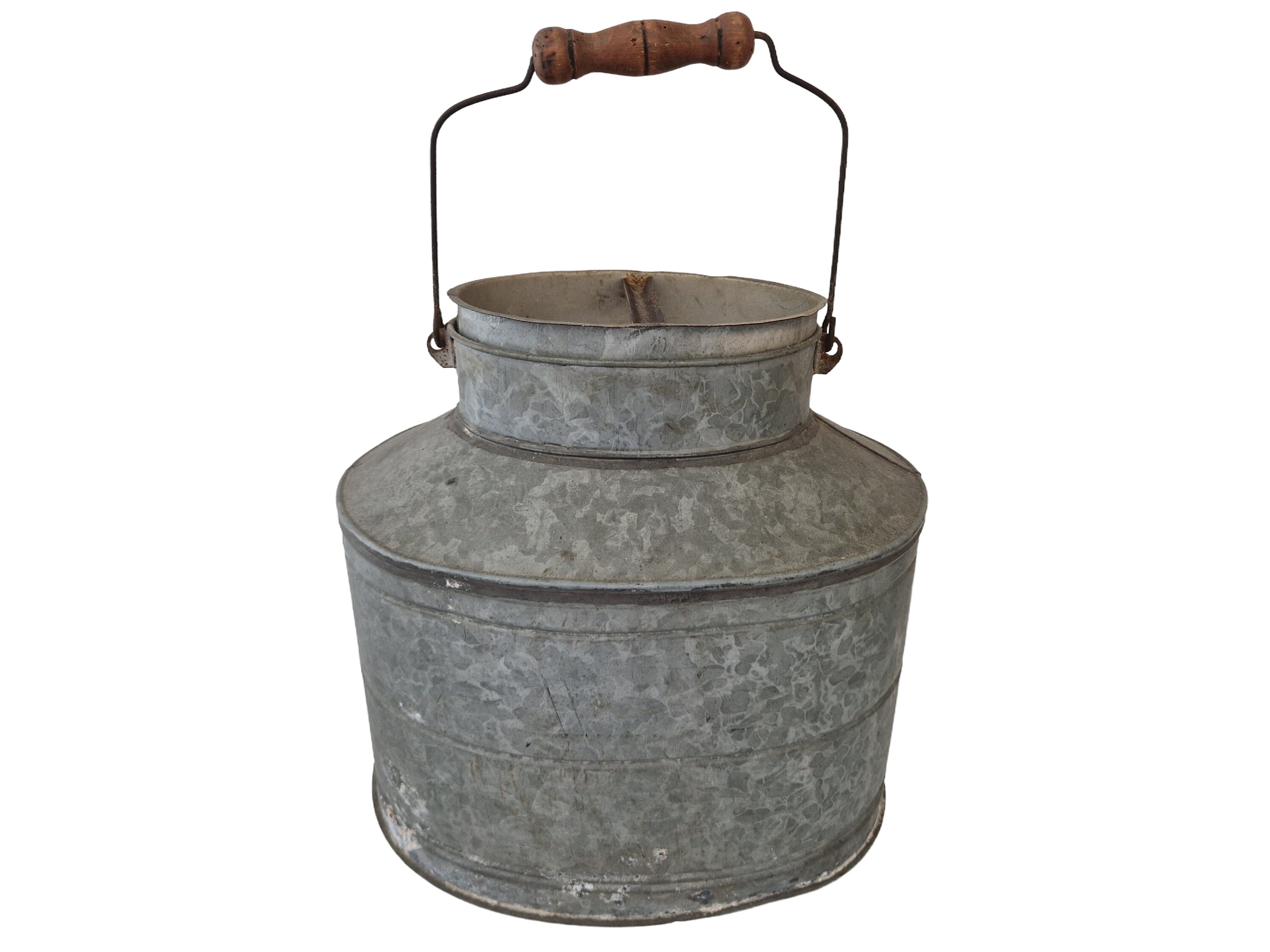 Vintage Old Galvanized Metal 2 Piece Minnow Bucket With Plastic Handle &  Wood Grip Handle, Repurpose, Fishing Gear, Vintage Fishing 