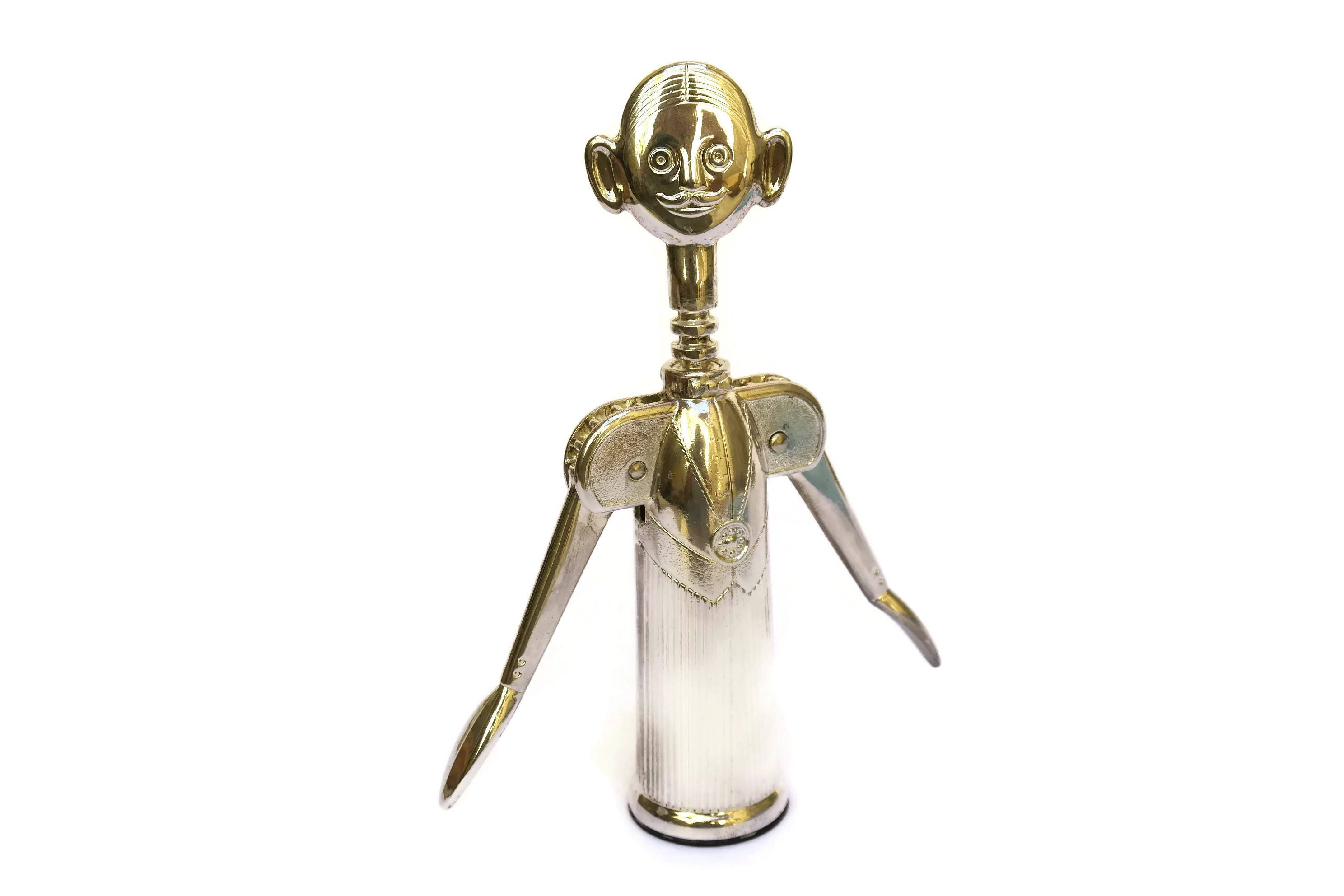 Vintage Sommelier Moustache Man Wine Opener Corkscrew