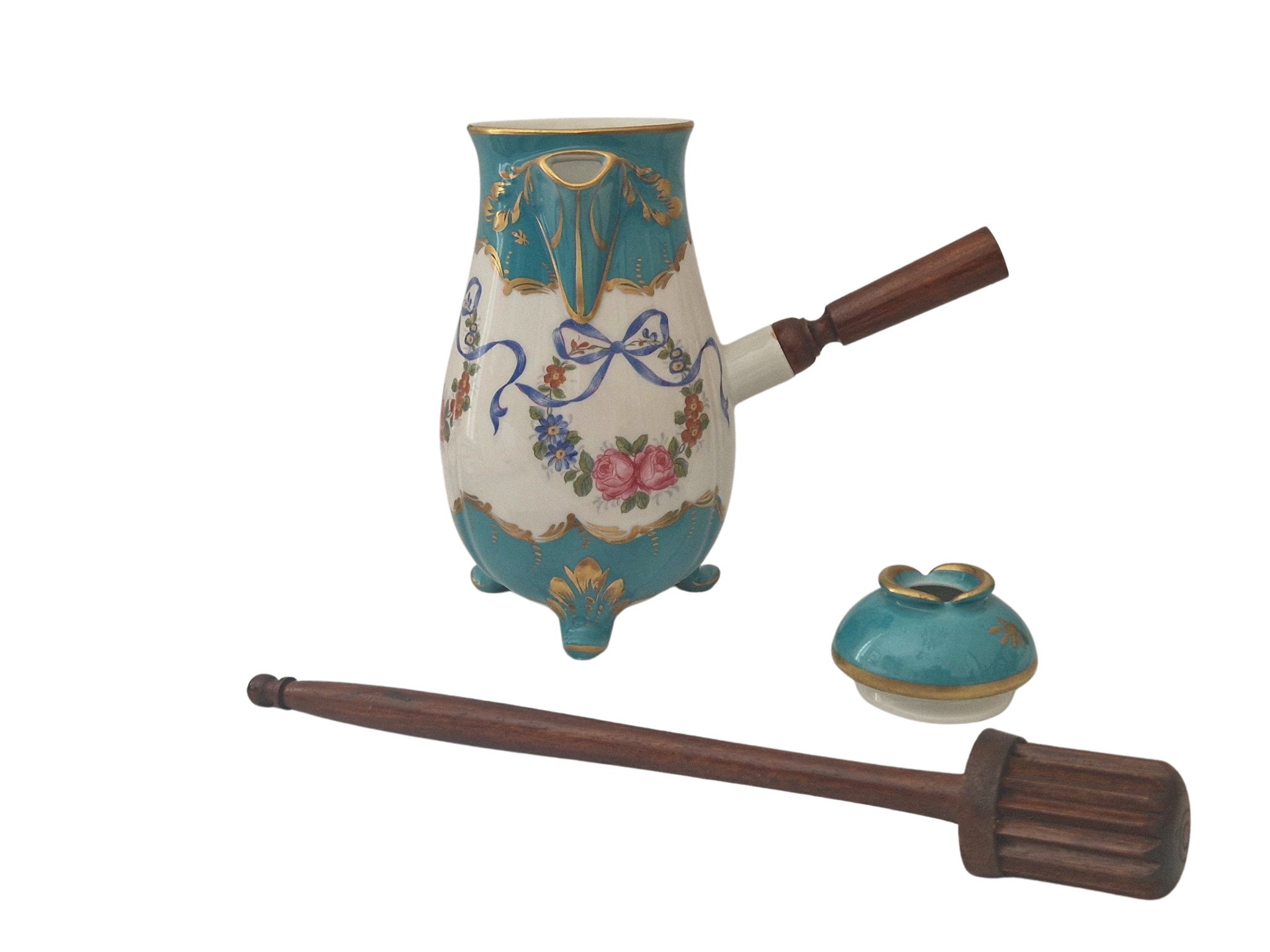 Pillivuyt Porcelain Hot Chocolate Pot, Vintage French Ceramic Cocoa Server