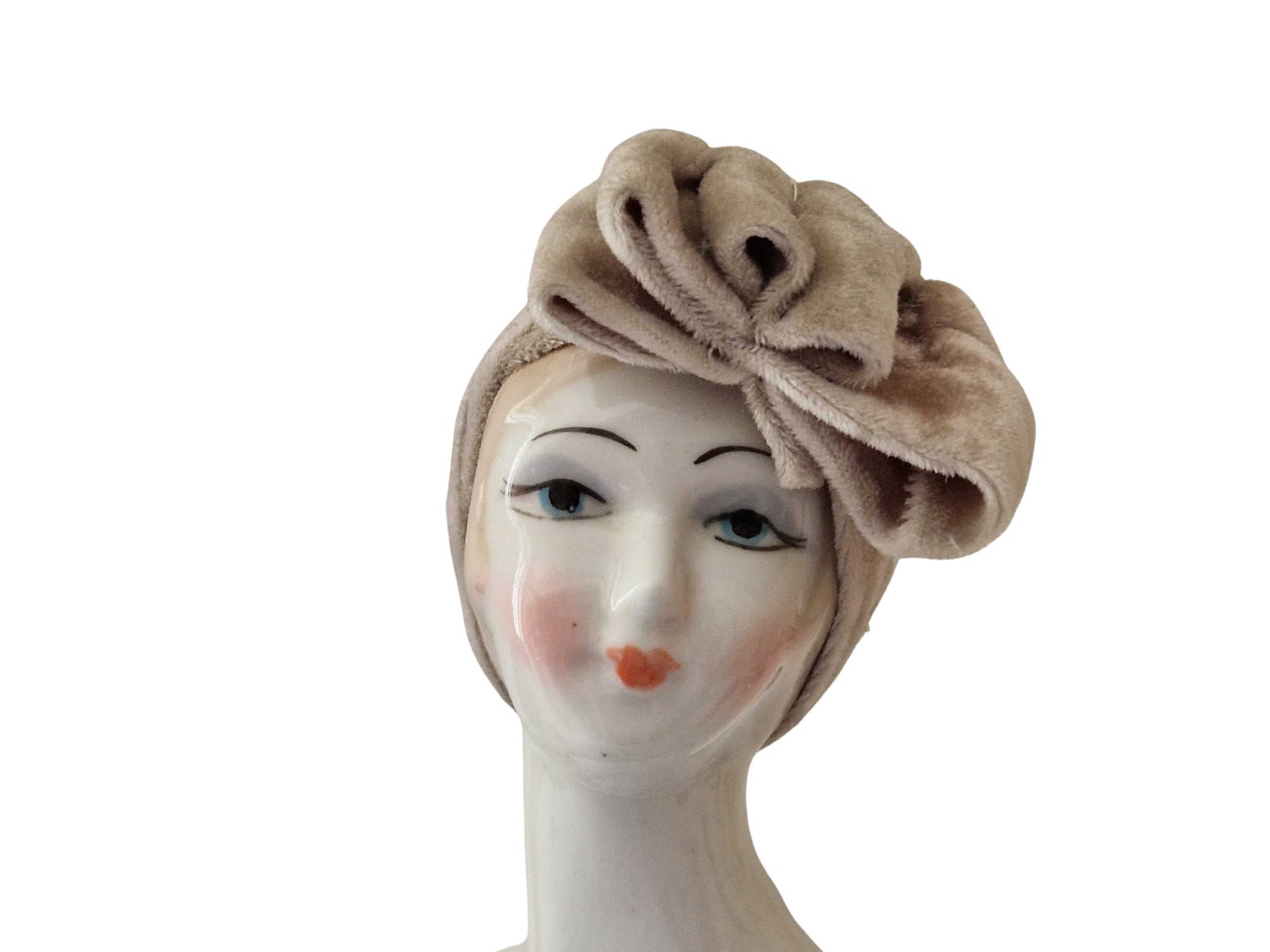 Art Deco Lady Porcelain Bust Figurine by Ingles Valencia, Made in Spain