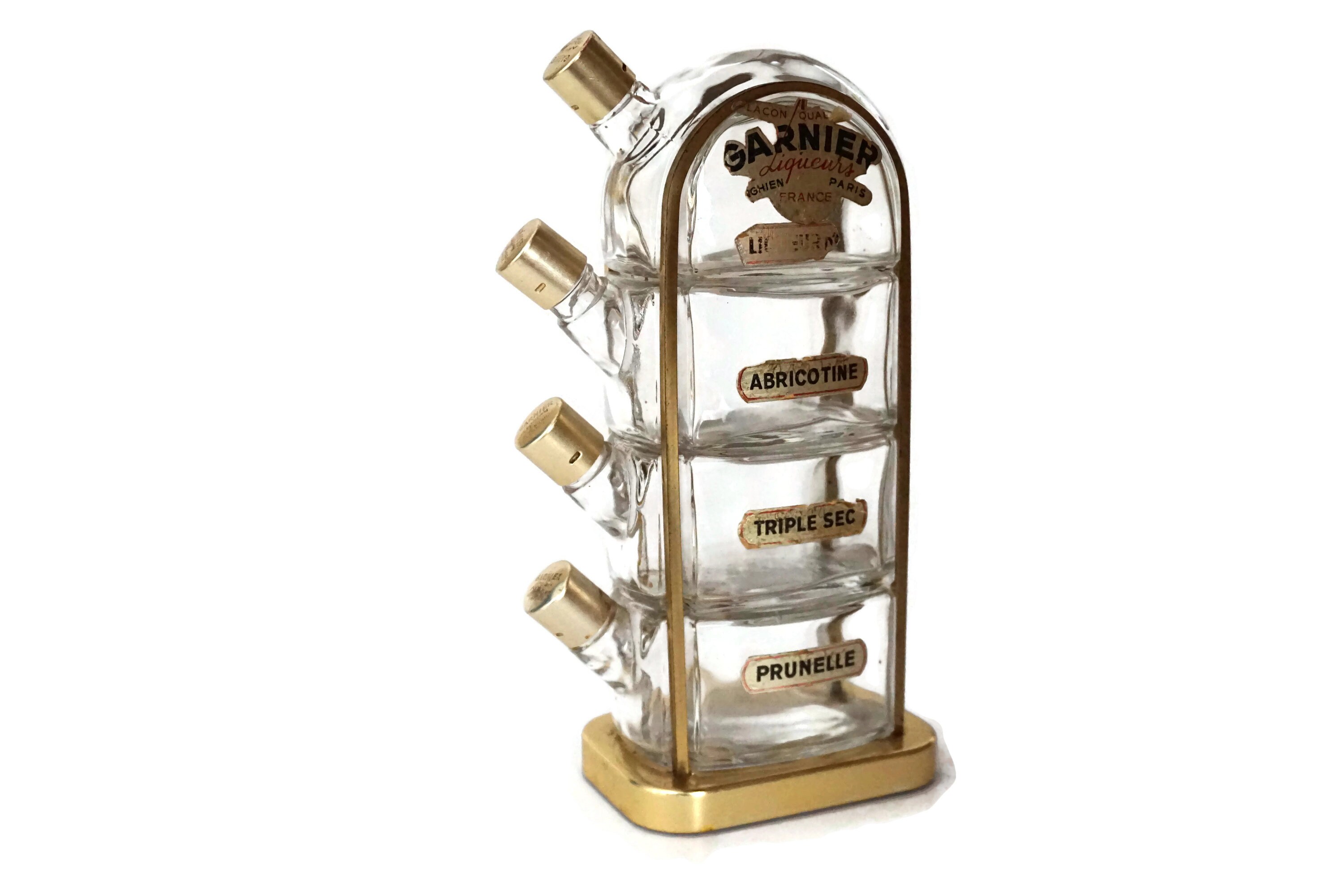 Garnier French Liqueur Decanter Bottle Set, Mid Century Barware