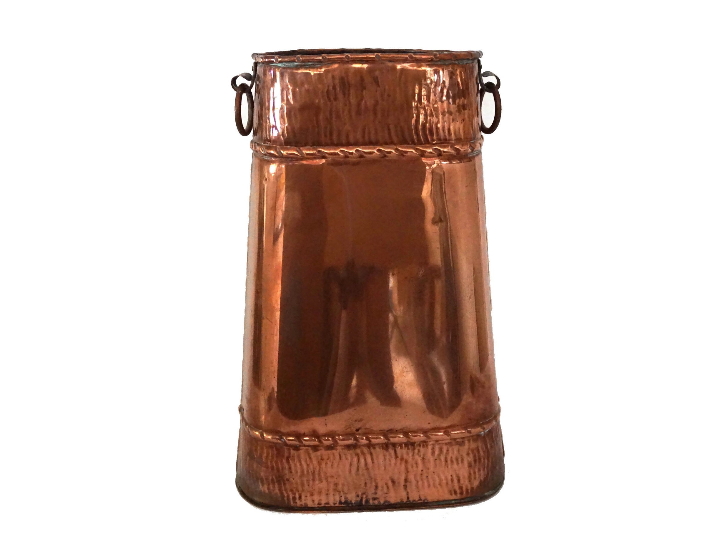 Antique French Copper Umbrella Stand & Walking Stick Holder, Entryway