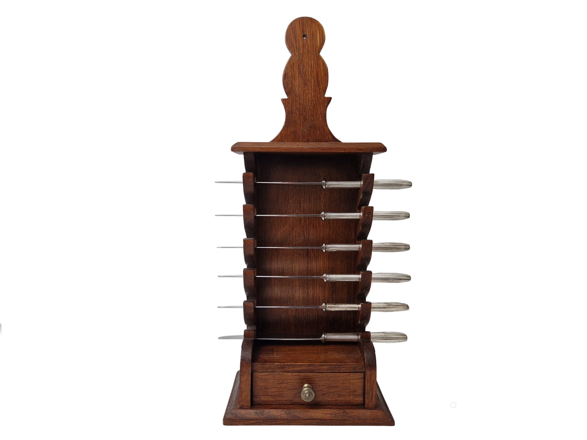 Vintage French Kitchen Knife Wooden Shelf, Provence Rustic Cutlery