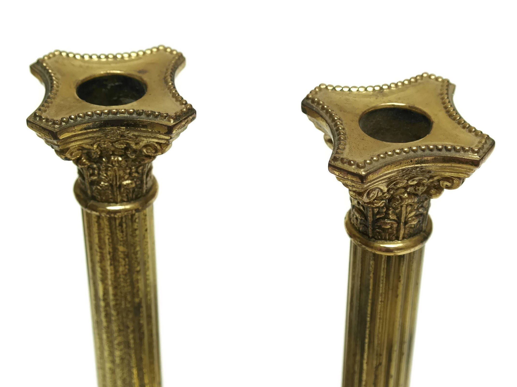 Reserved Vintage Brass Candlestick Holders. Pair of Hollywood Regency