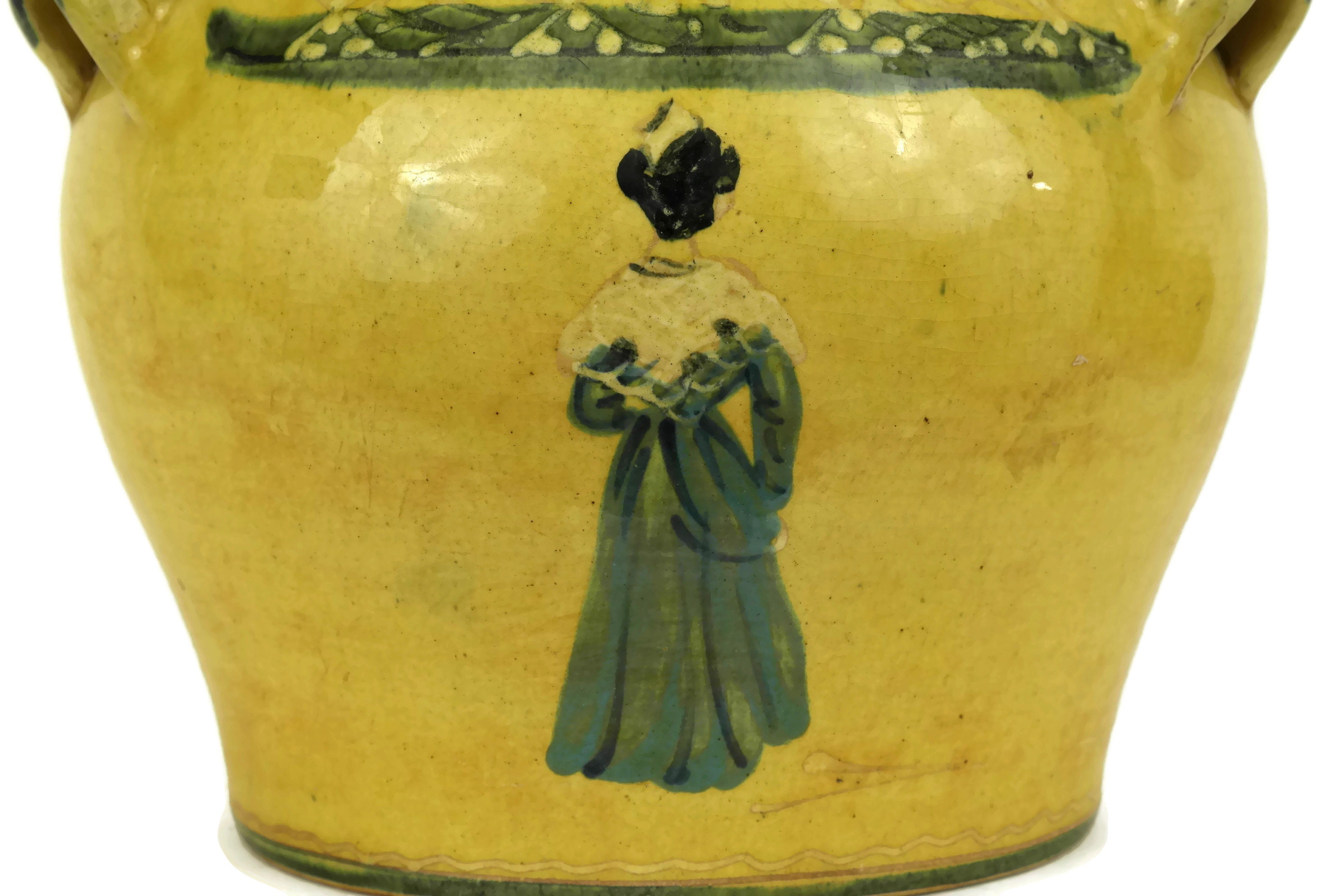 French Vintage Provence Pottery Planter with Arlesienne