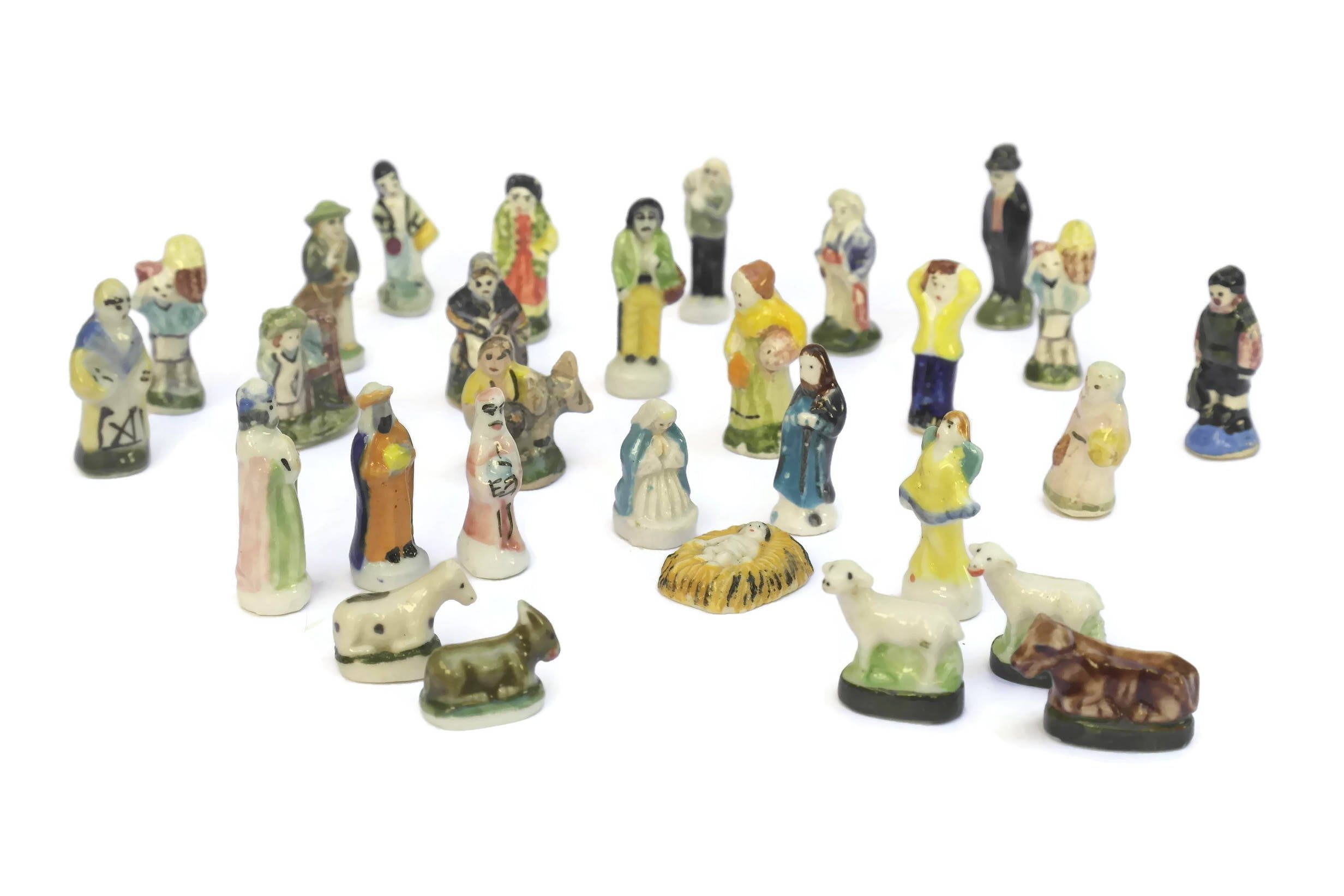 Nativity Scene. Vintage French Feves Christmas Nativity Set.