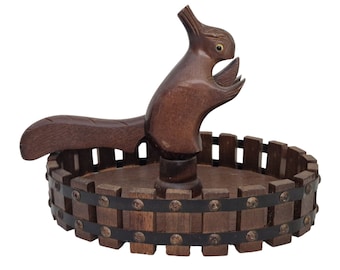 Squirrel Nutcracker and Nut Bowl, Vintage Holiday Table Centerpiece